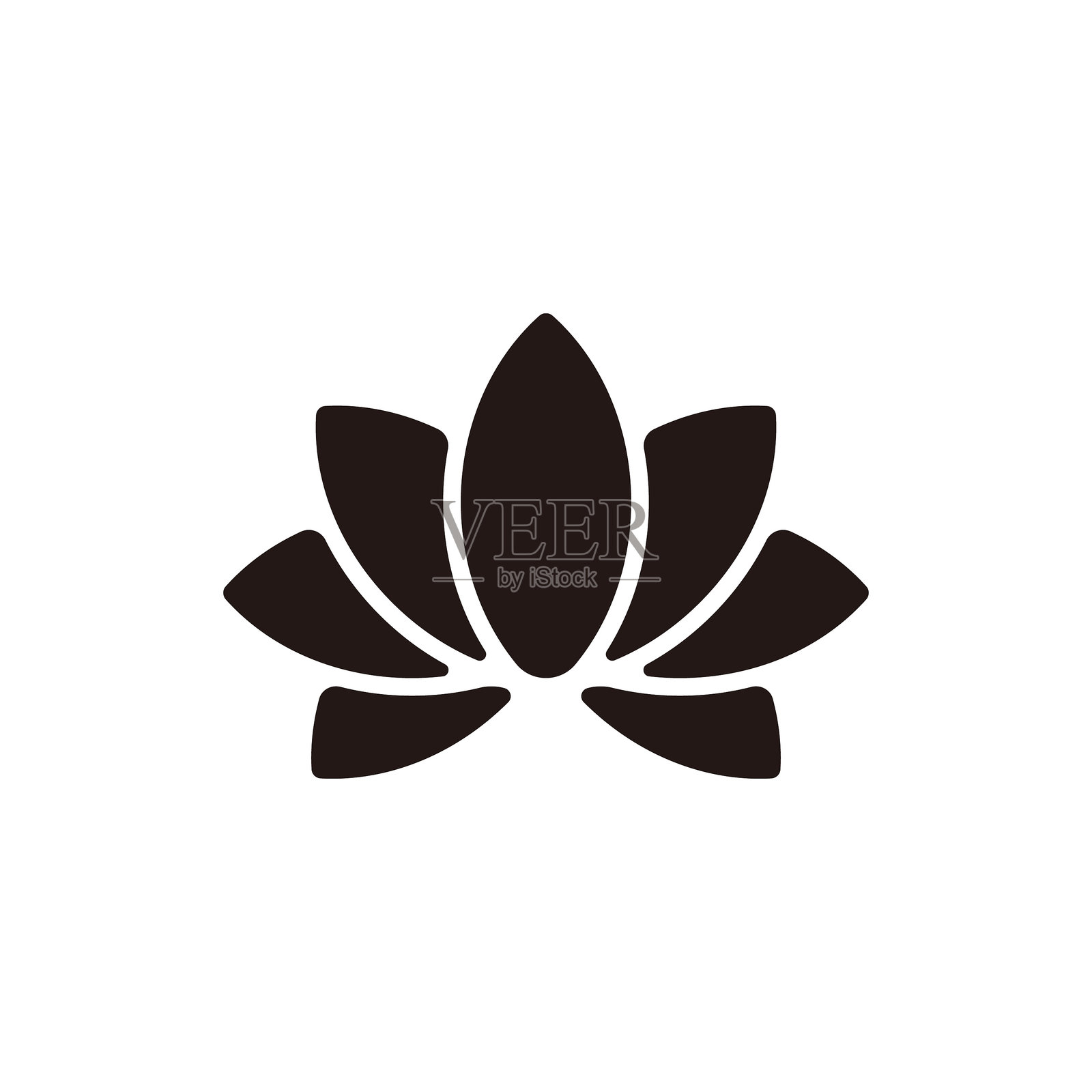 莲花图标。平面轮廓版本。插画图片素材