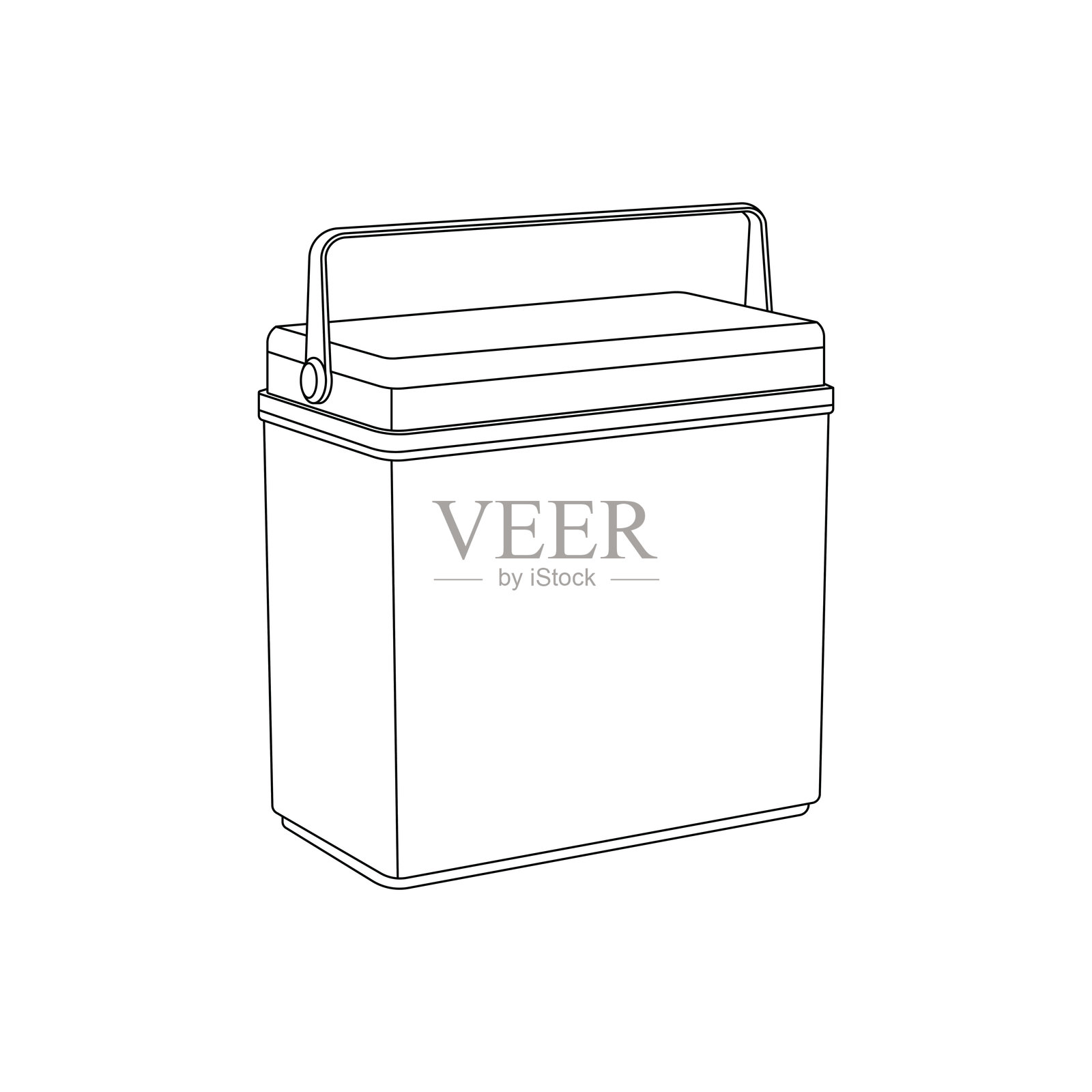 手绘儿童画的冰箱卡通形象，孤立展示插画图片素材