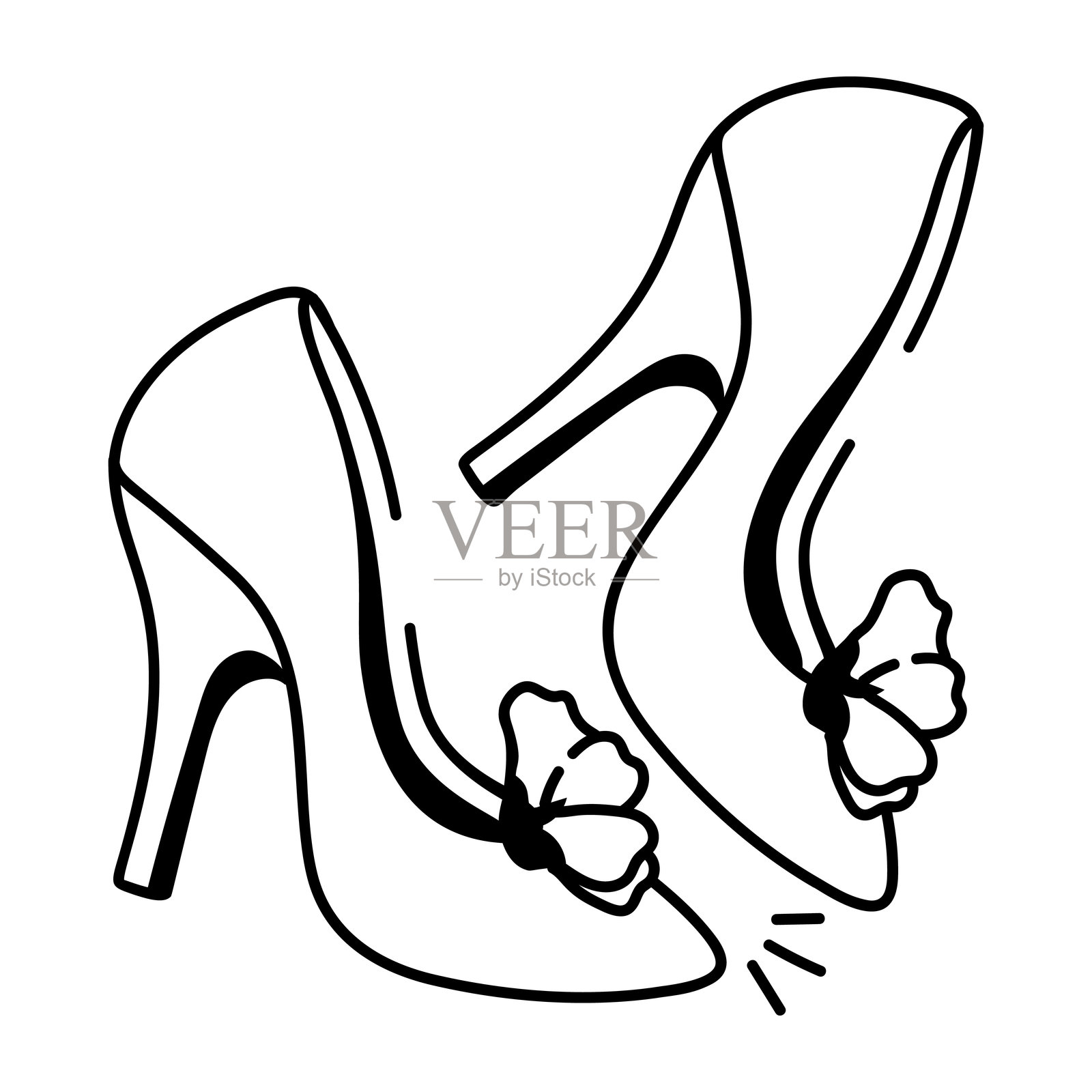 手绘的新娘鞋图标插画图片素材