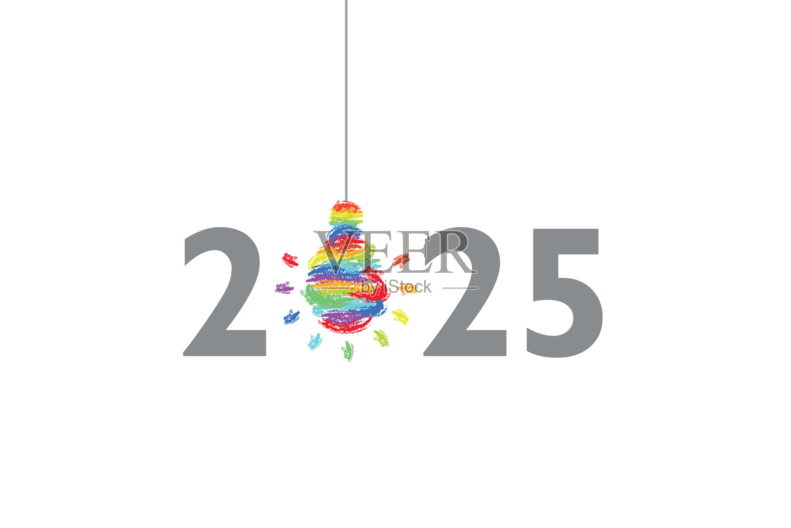 2025年新年创意概念在白色背景上插画图片素材