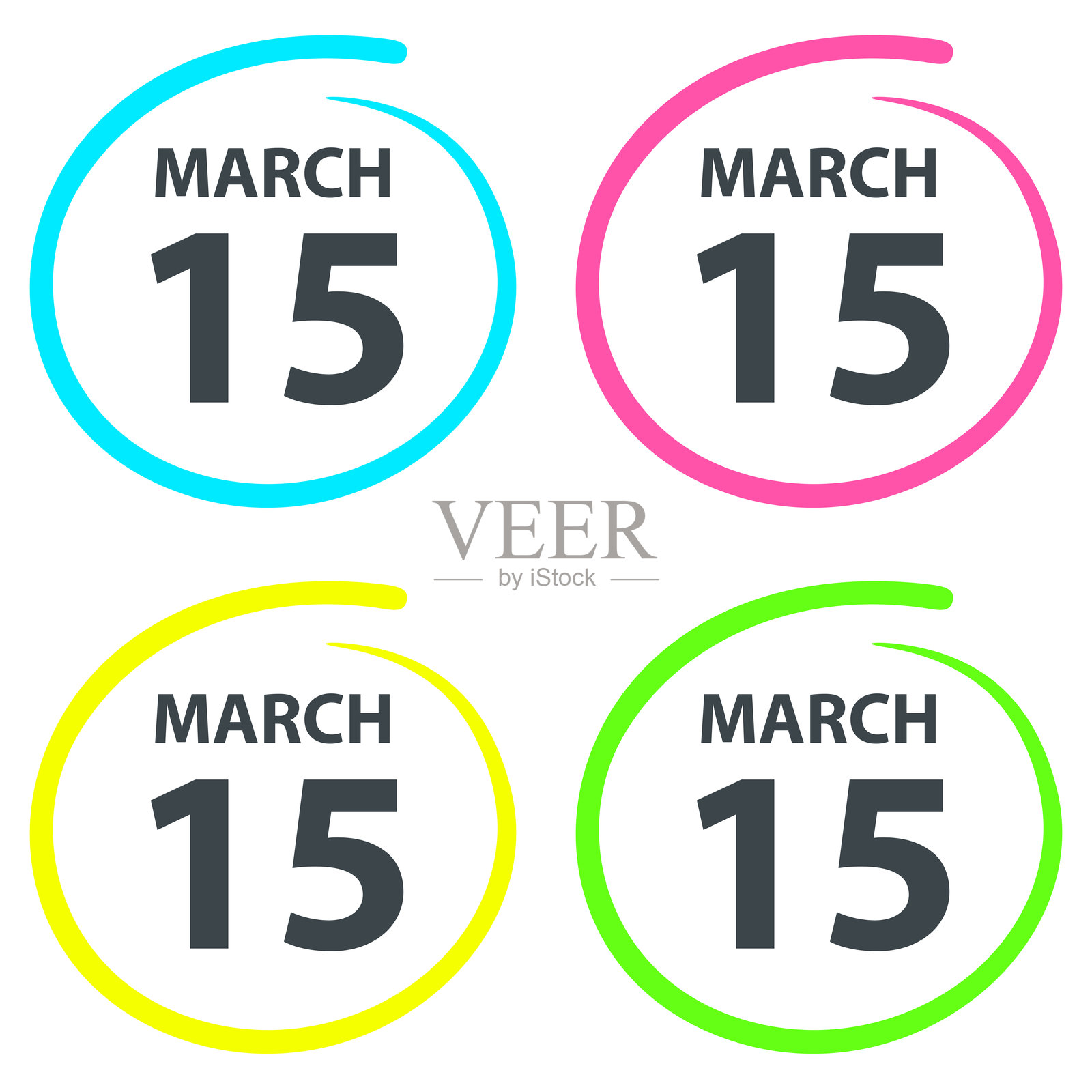 3月15日 - 在白色背景上用荧光笔圈出的日期插画图片素材