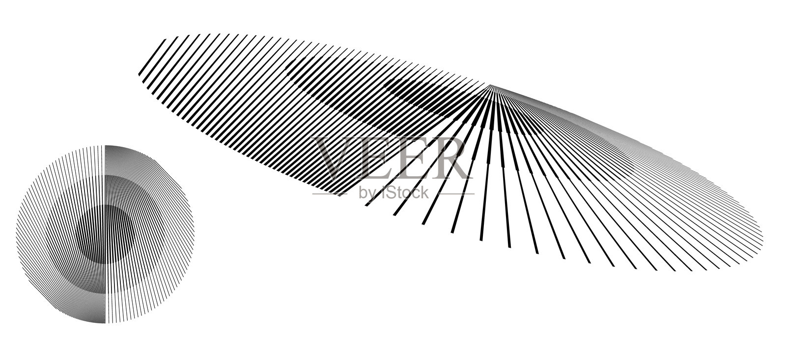 抽象创意圆形与线条。几何艺术线条背景。透视和正常视图。可用作图标、标志或标签。插画图片素材