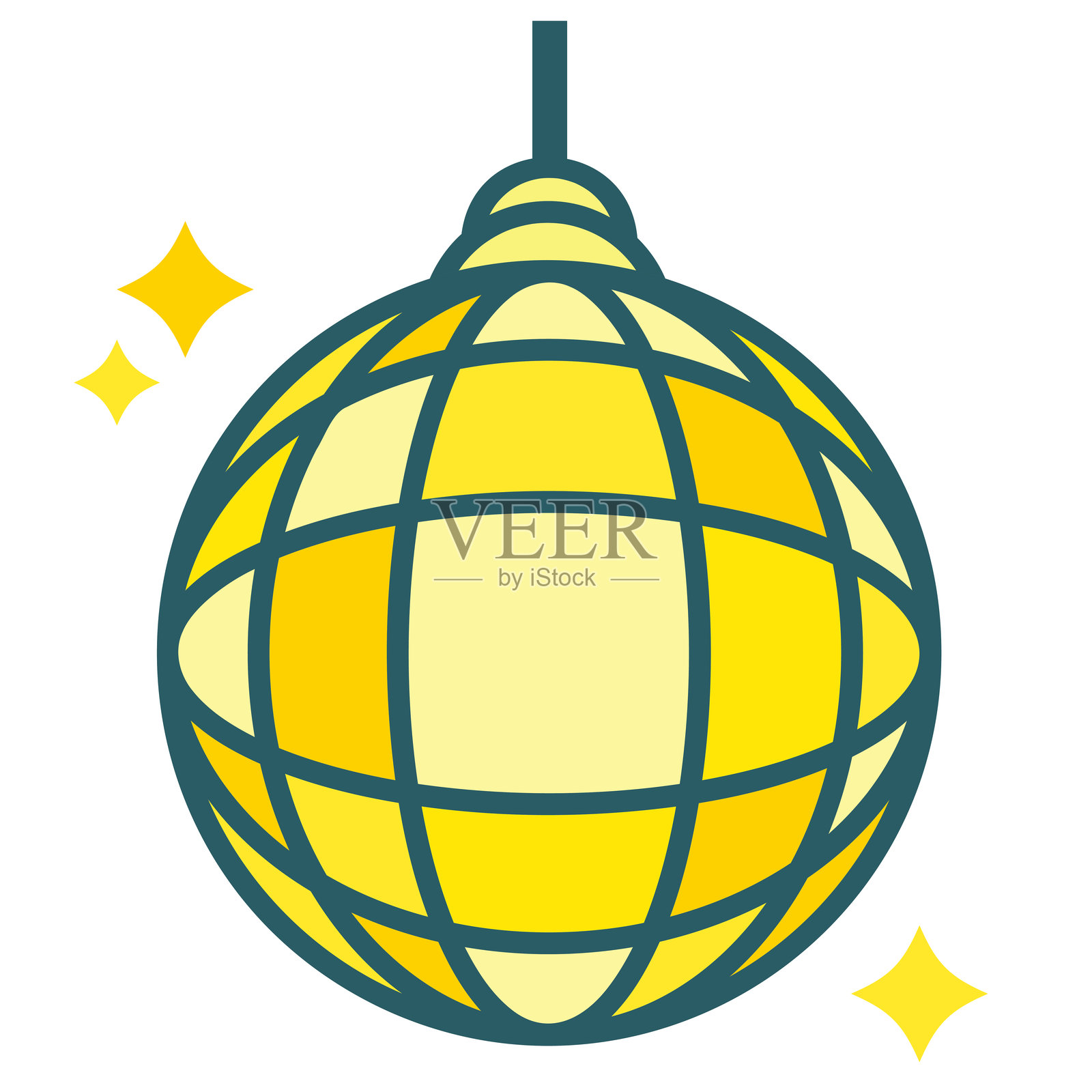 闪耀金色的镜面球插画图片素材