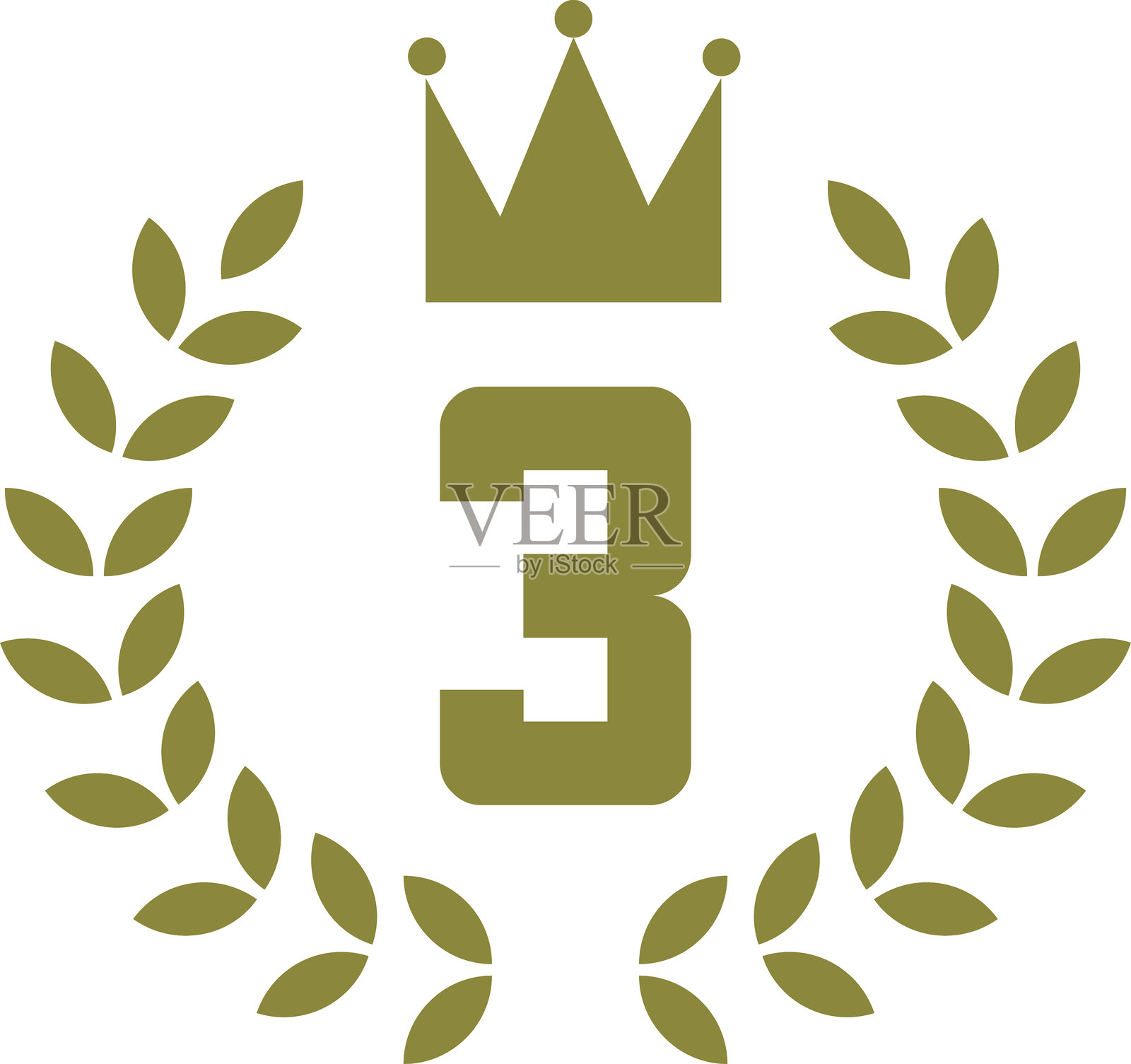 金色排名叶子标记图标3插画图片素材