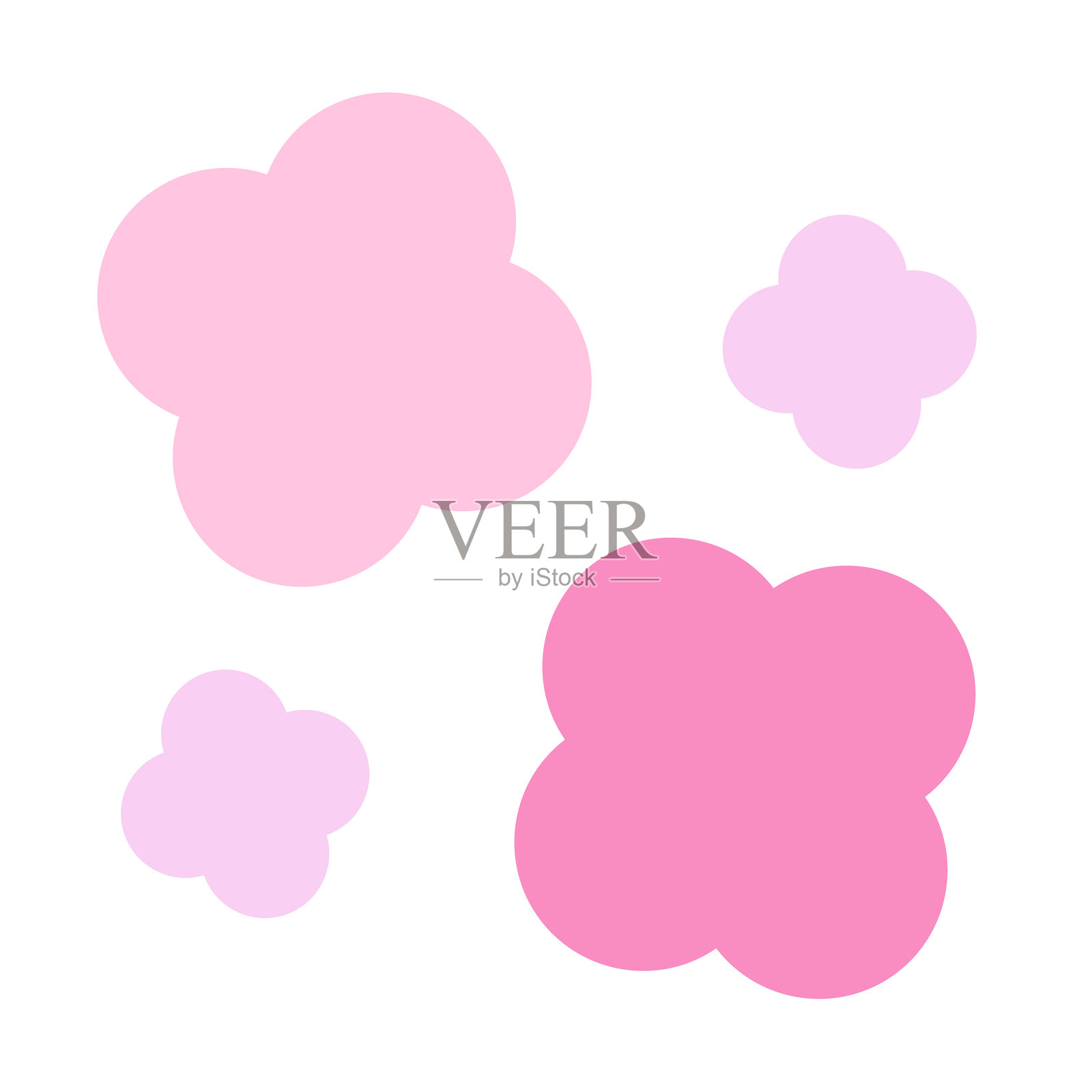 四朵花的简单单色黑白形状插画图片素材