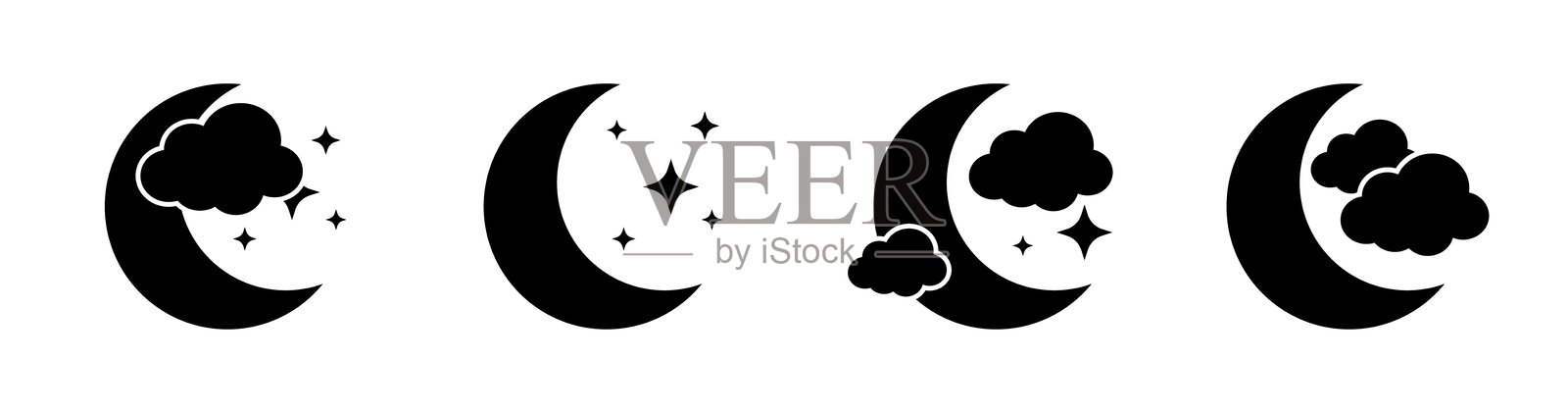 月落图标。剪影风格。矢量图标。插画图片素材