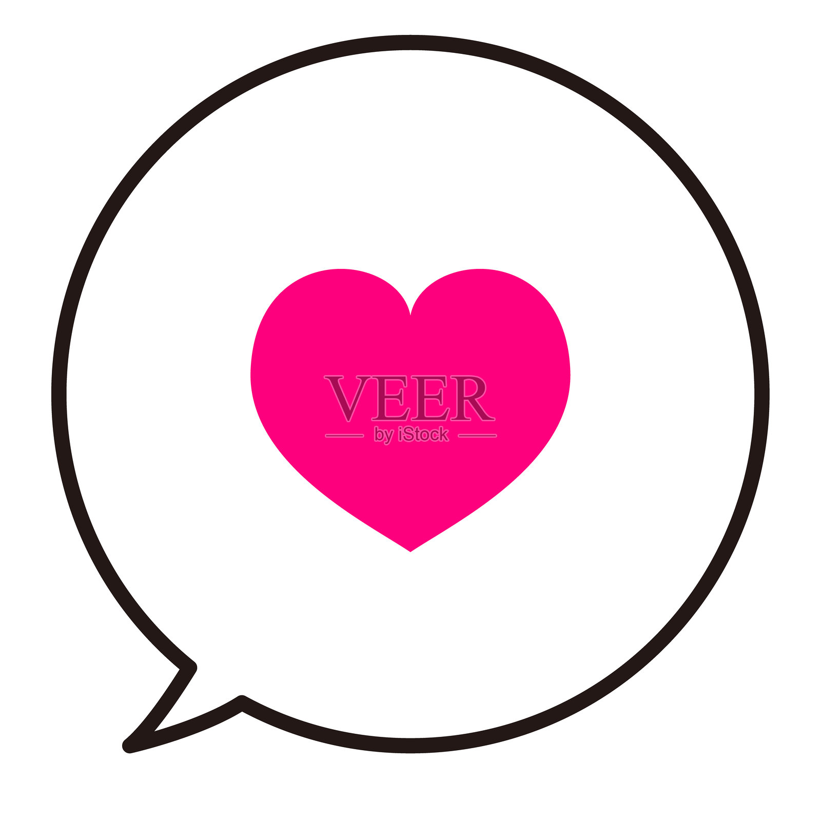 红色心形气球框架图标插图，向右侧倾斜插画图片素材