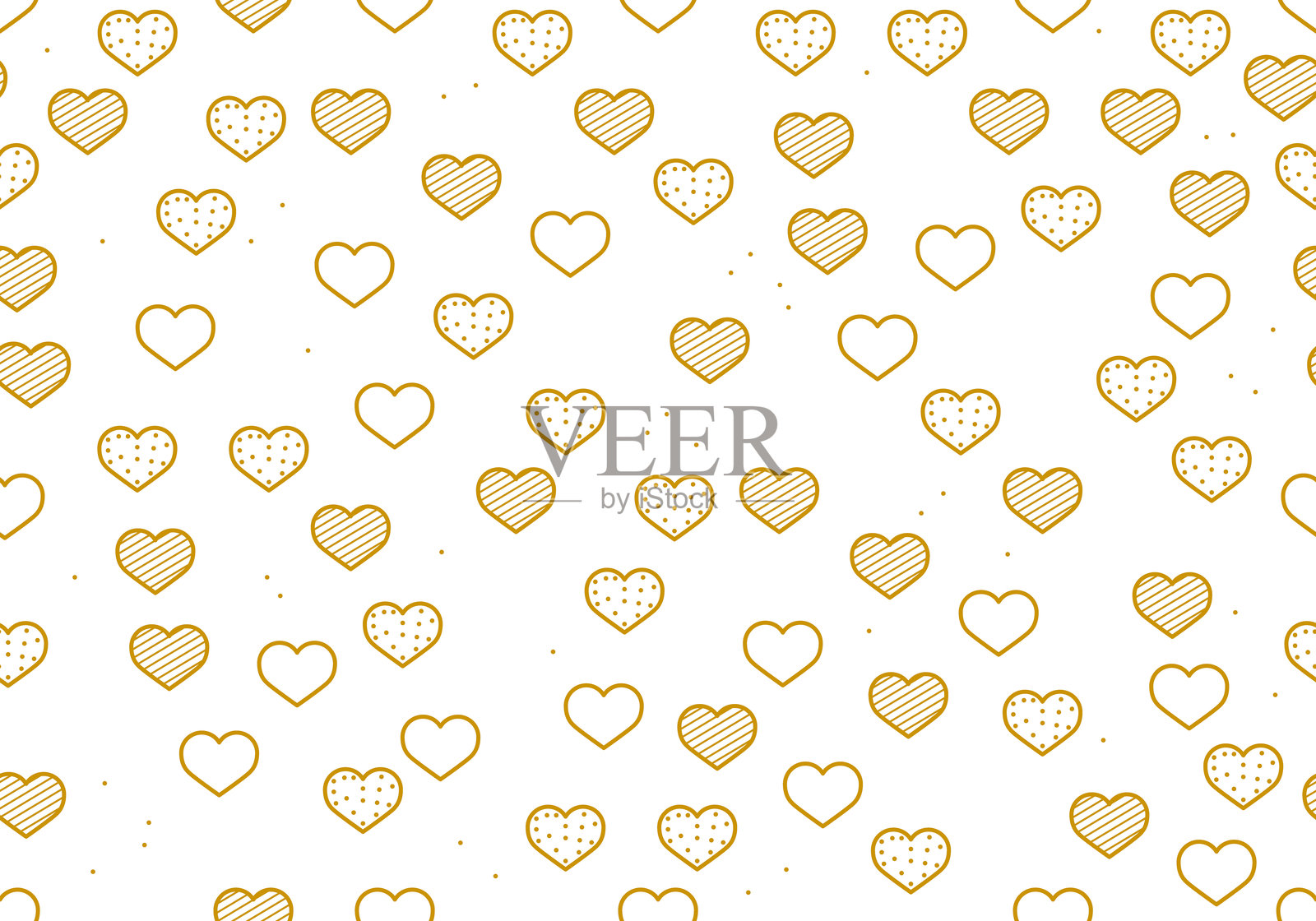 心形无缝少女背景。适合印刷、包装和背景。无缝矢量浪漫图案，适用于包装纸、封面设计、明信片、海报、传单和卡片。无尽的奢华。插画图片素材