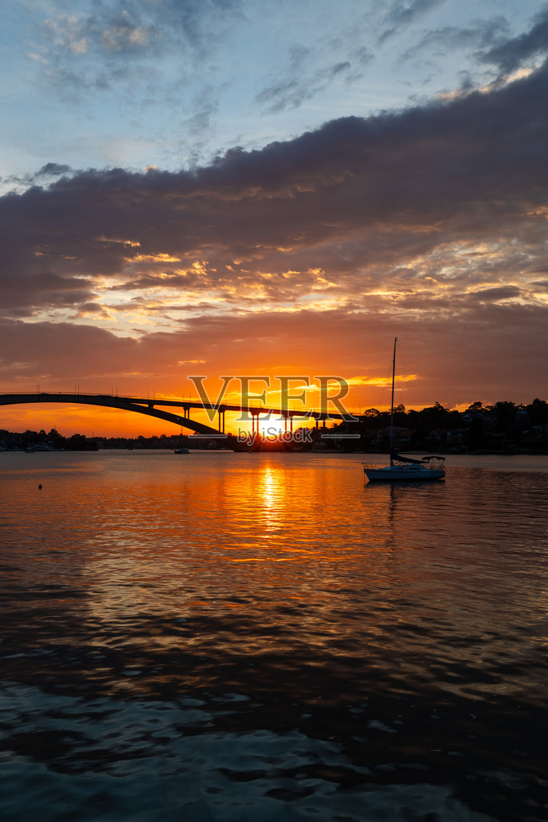 格莱德斯维尔桥日落照片摄影图片