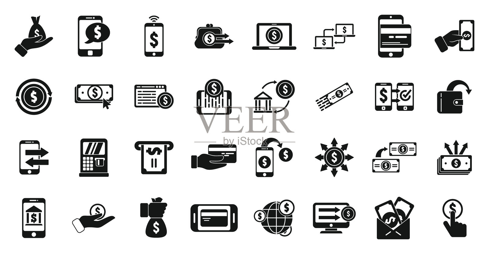 转账图标集简单矢量。信用卡插画图片素材