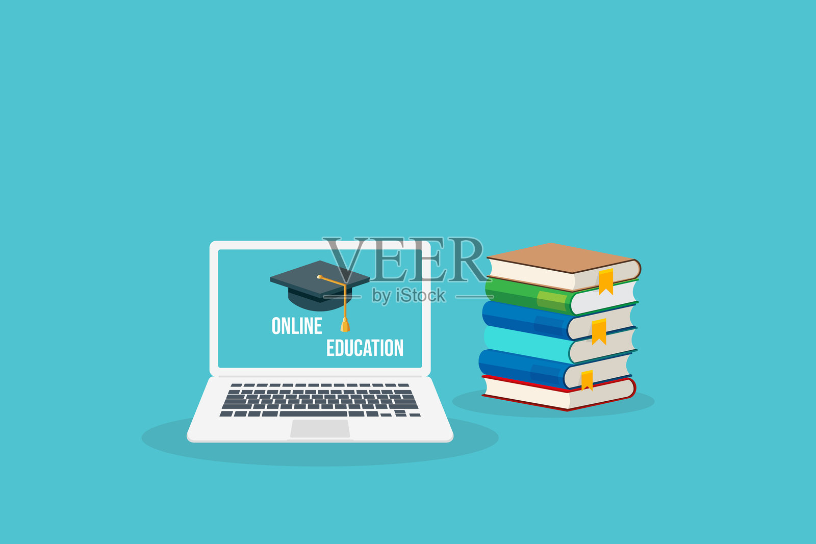 在线教育和家庭学校相关的矢量平面插图设计插画图片素材