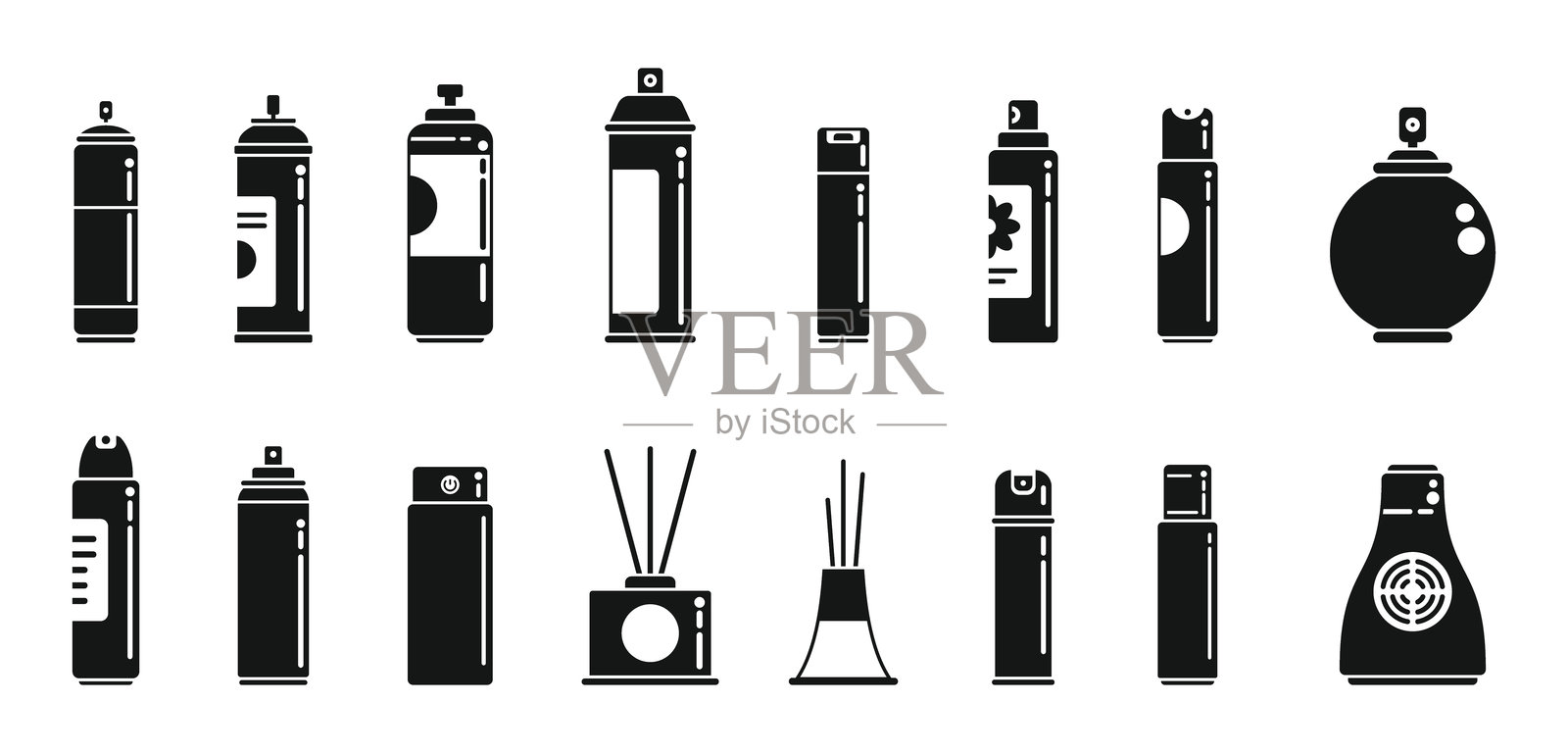 空气清新剂图标集简单矢量。自动呼吸插画图片素材