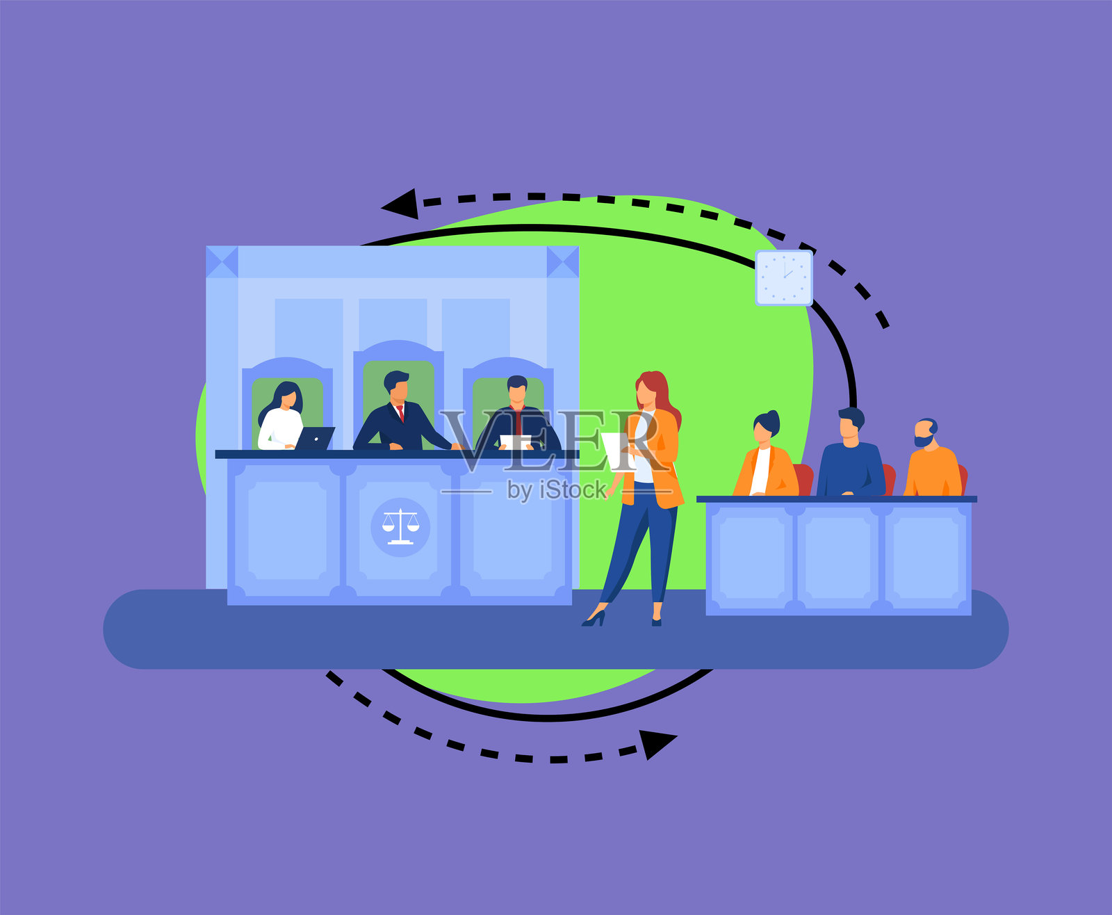 律师在法庭上辩护插画图片素材