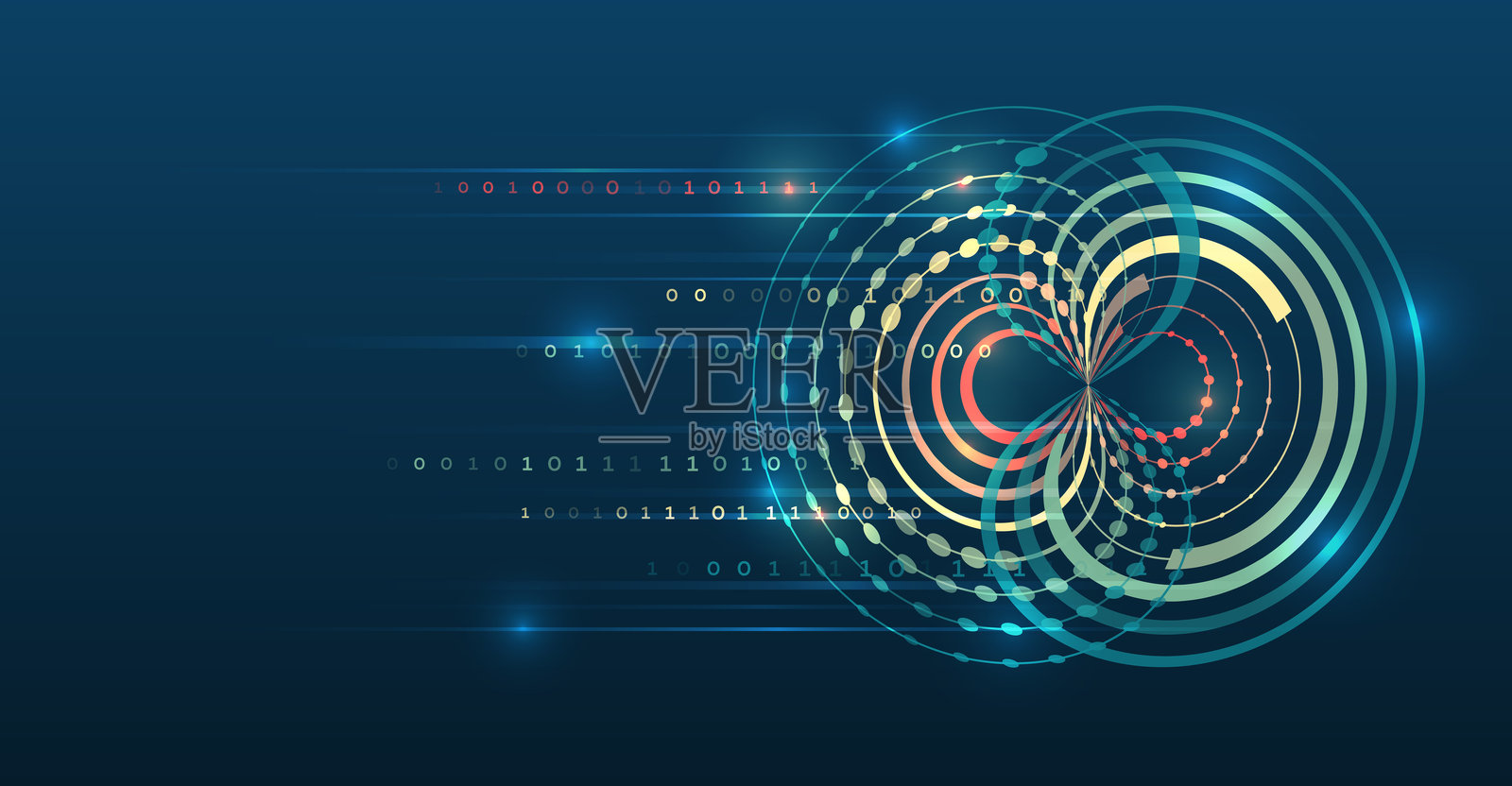 商业分析。信息以波和粒子的形式流动。大量数据的可视化。信息的抽象转化。处理和排序数据碎片。插画图片素材