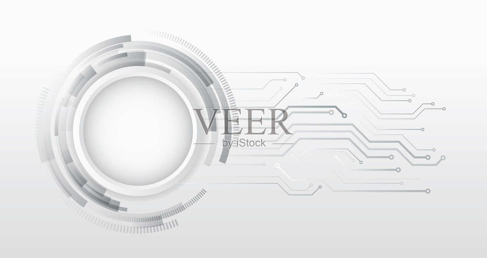 灰色背景上的数字互联网通信。广泛的网络安全互联网和网络概念。包含各种技术元素的高科技矢量插图。抽象的全球科幻概念。插画图片素材