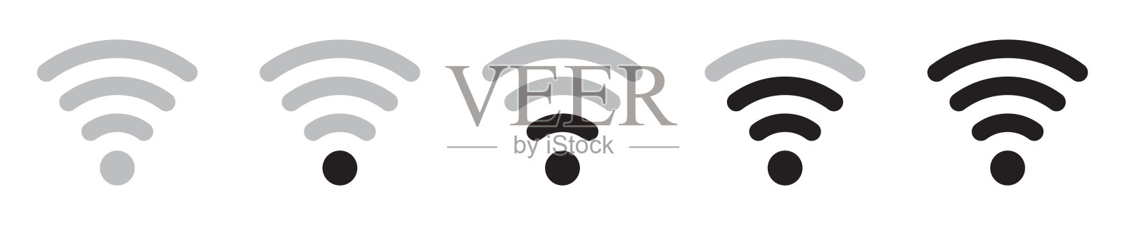 现代简约矢量风格的Wi-Fi信号强度图标。插画图片素材