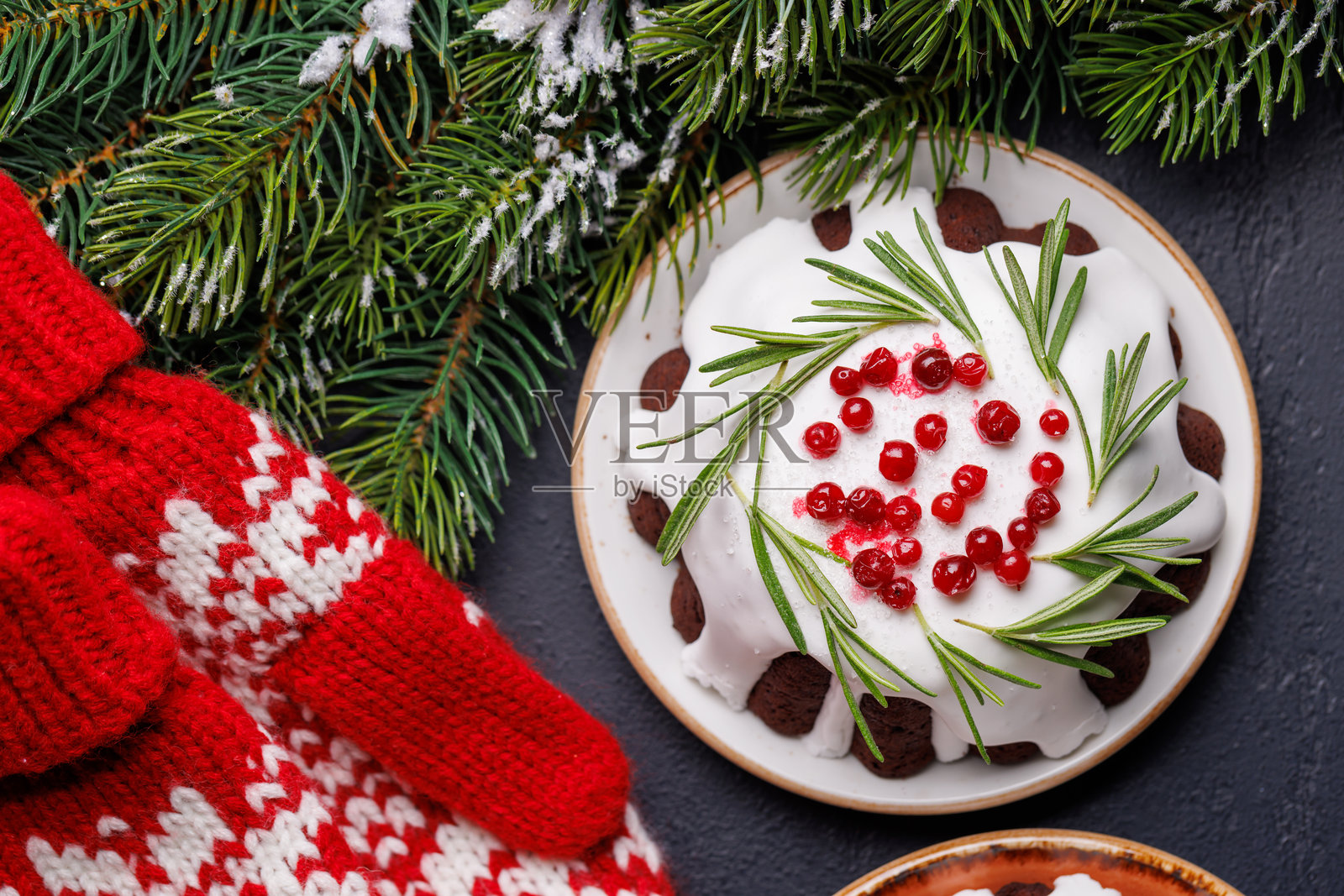 节日圣诞蛋糕装饰着季节性图案照片摄影图片