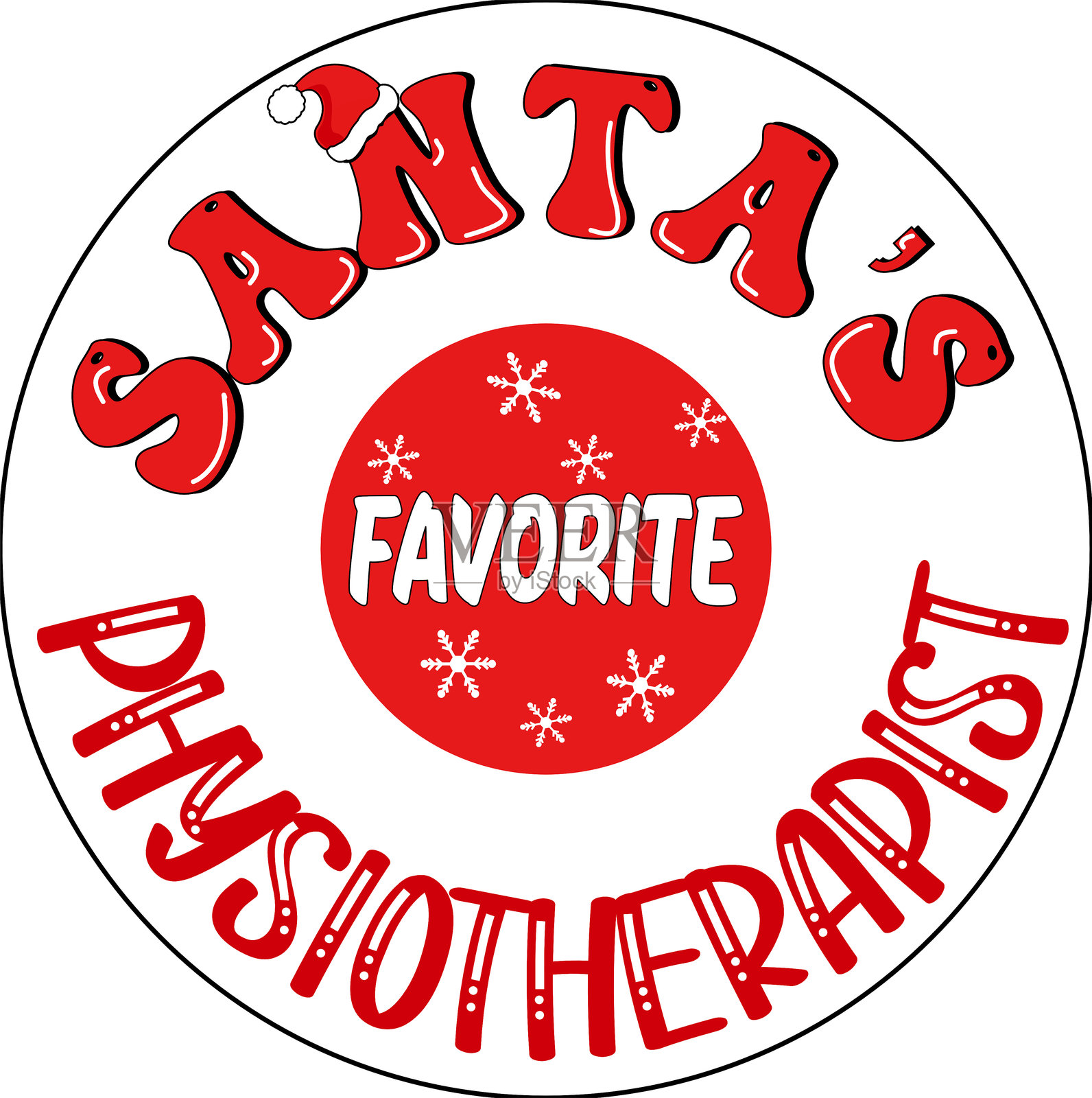 圣诞老人最喜欢的物理治疗师 - 圣诞装饰球印章 - 圣诞派对装饰的矢量图形插画图片素材