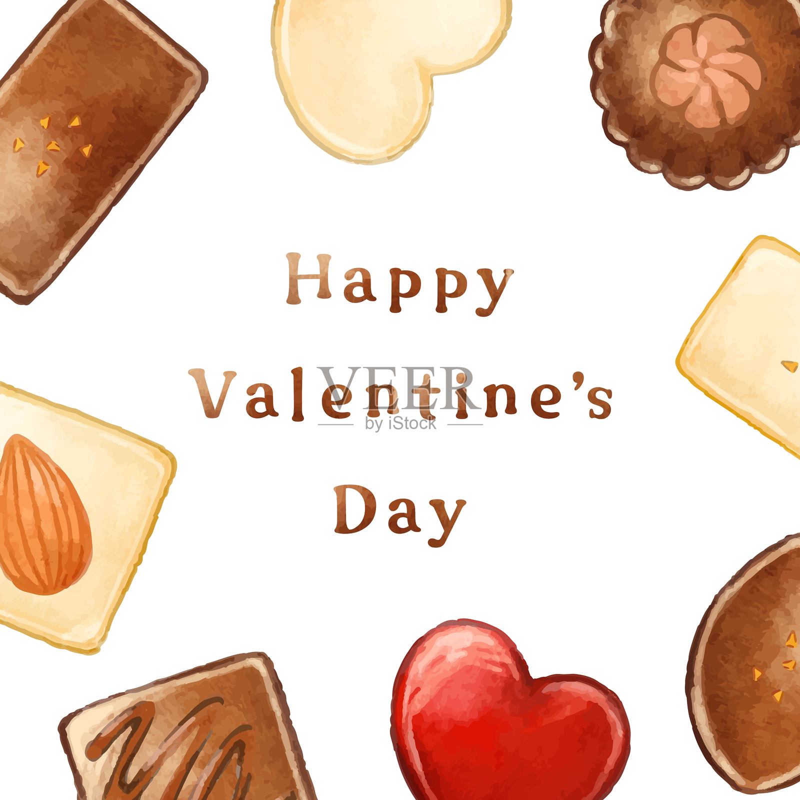 水彩美丽的巧克力方框插图插画图片素材