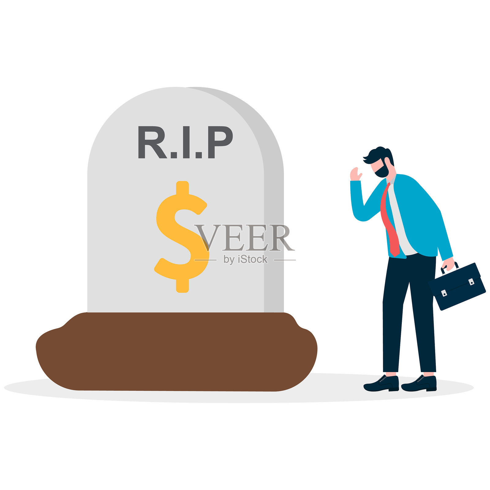 加密货币或比特币是一个死概念。加密货币危机。股市或比特币的崩溃。插画图片素材