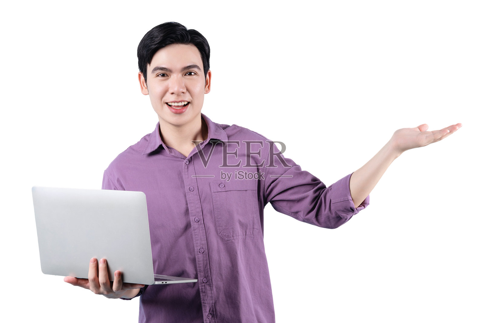 年轻的亚洲男子在白色背景上照片摄影图片