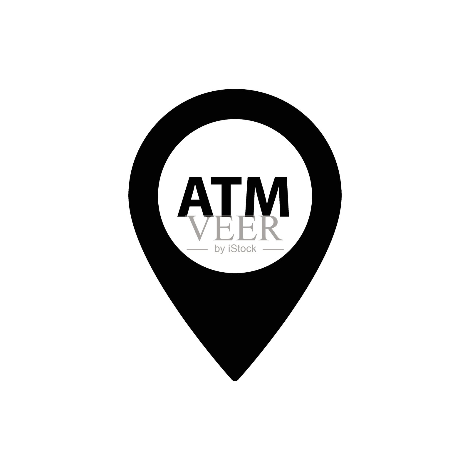 带有银行ATM标志的目的地地图点ATM图标插画图片素材