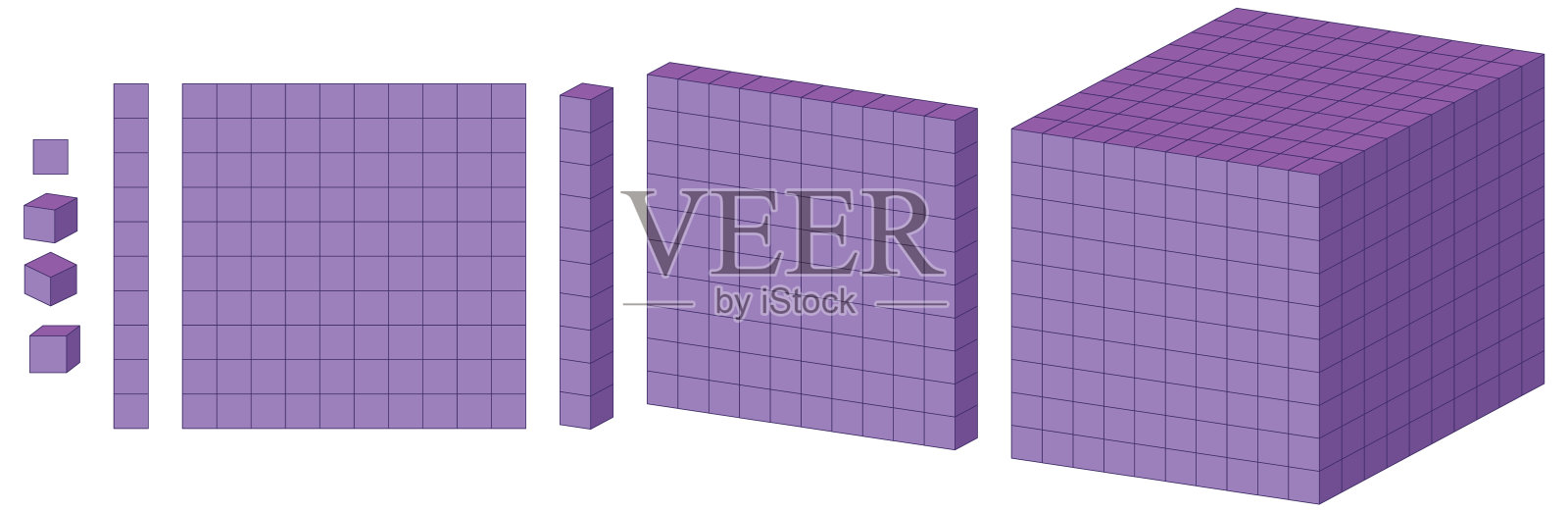 紫色方块组成的大立方体结构插画图片素材