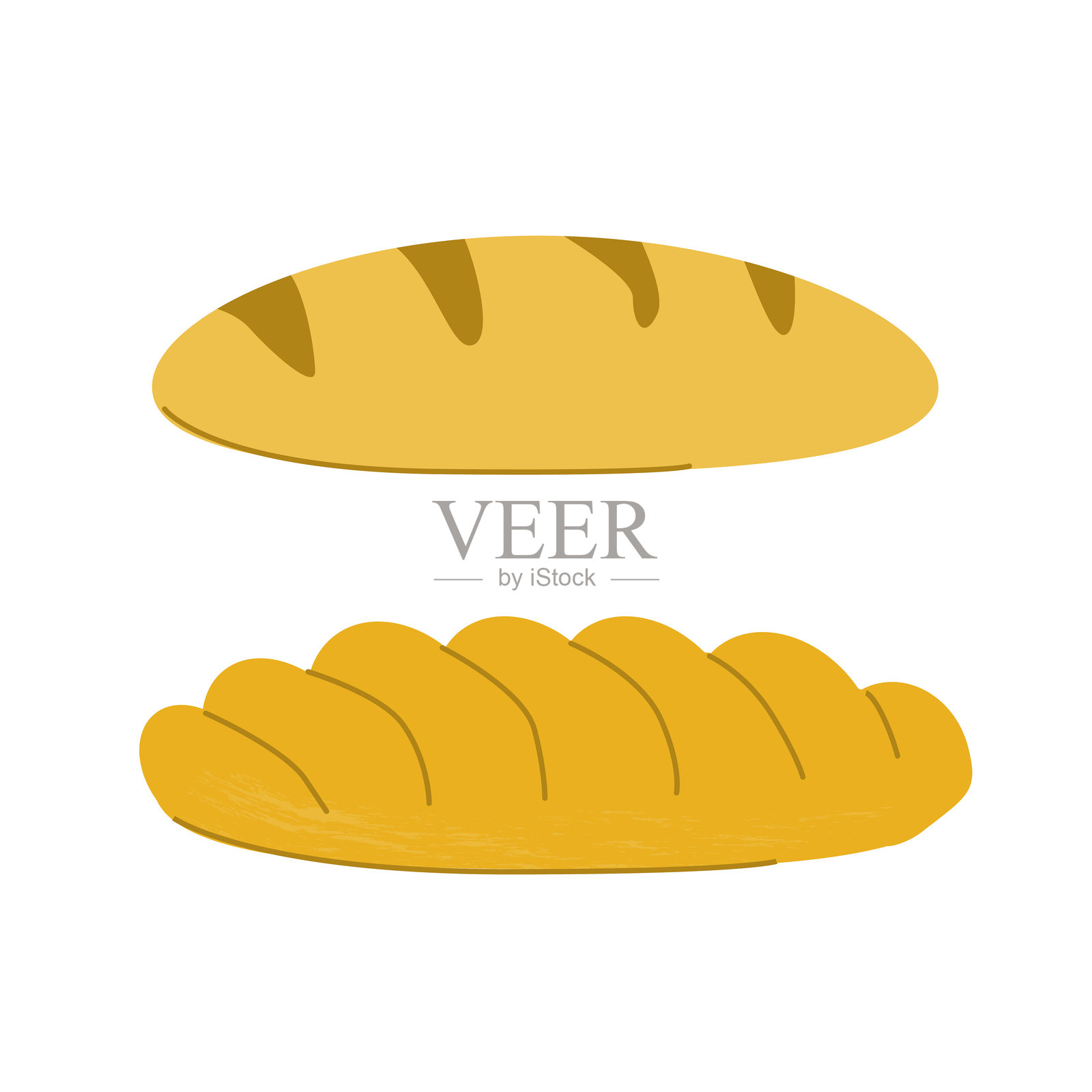 乡村手工面包：两种受欢迎面包的简单经典插图插画图片素材