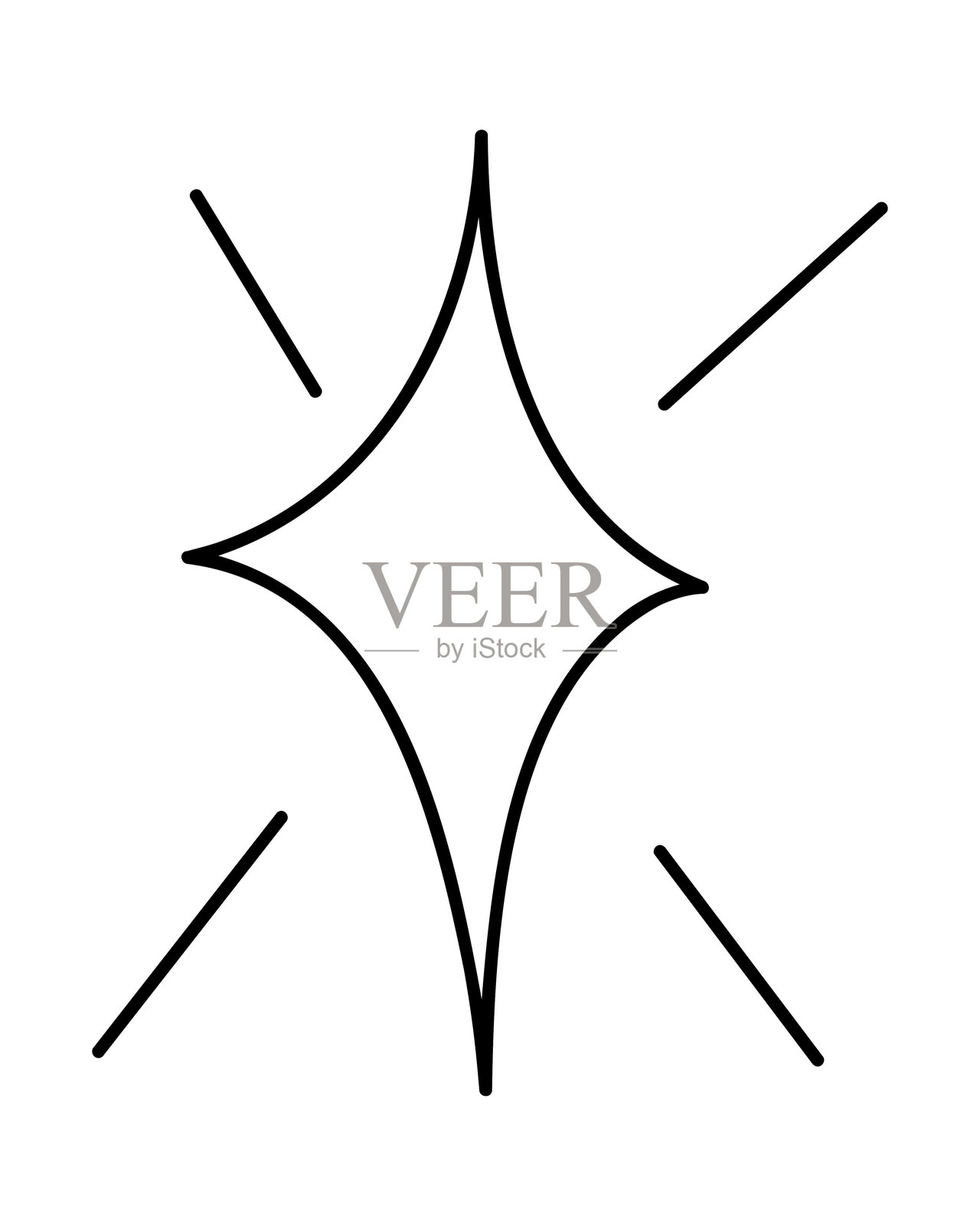 四角星星似乎在闪耀。剪贴画涂鸦插图。插画图片素材