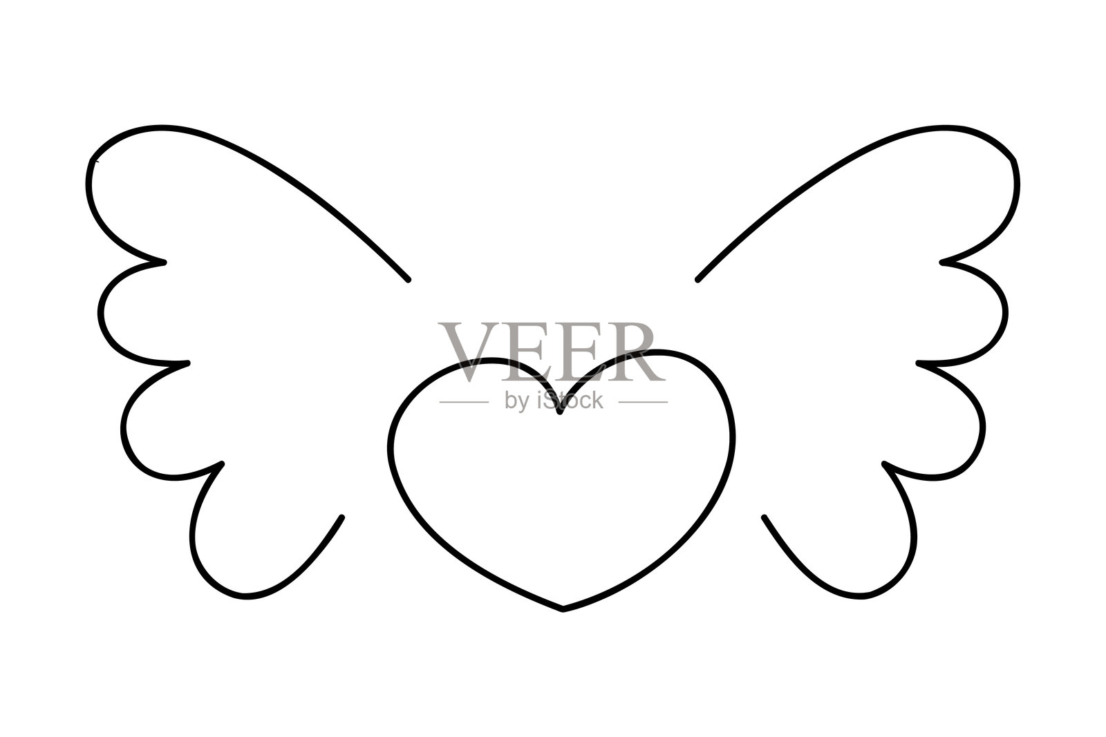 带翅膀的心。剪贴画涂鸦插图。插画图片素材