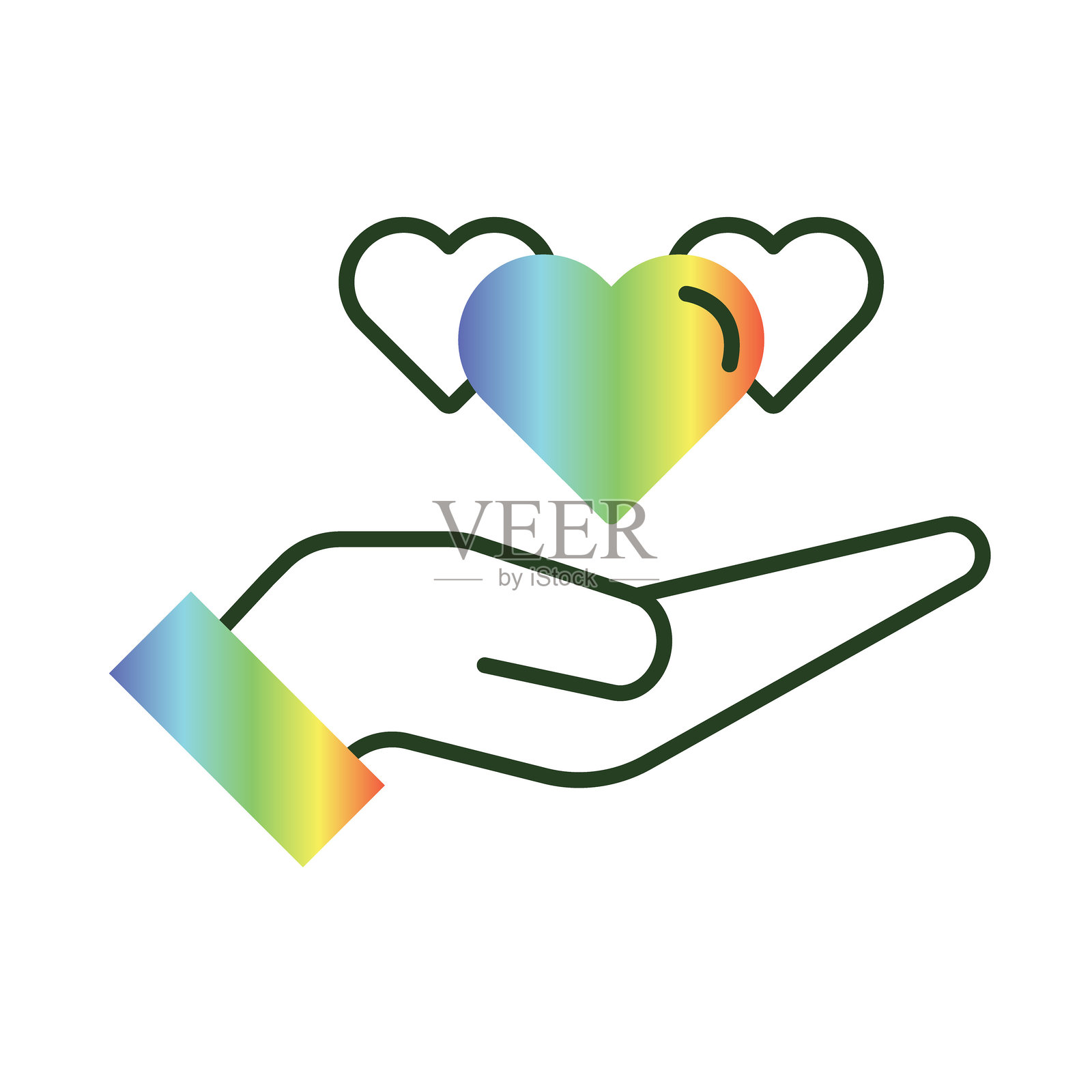 分享 - 手与心象征着慷慨和社区精神插画图片素材