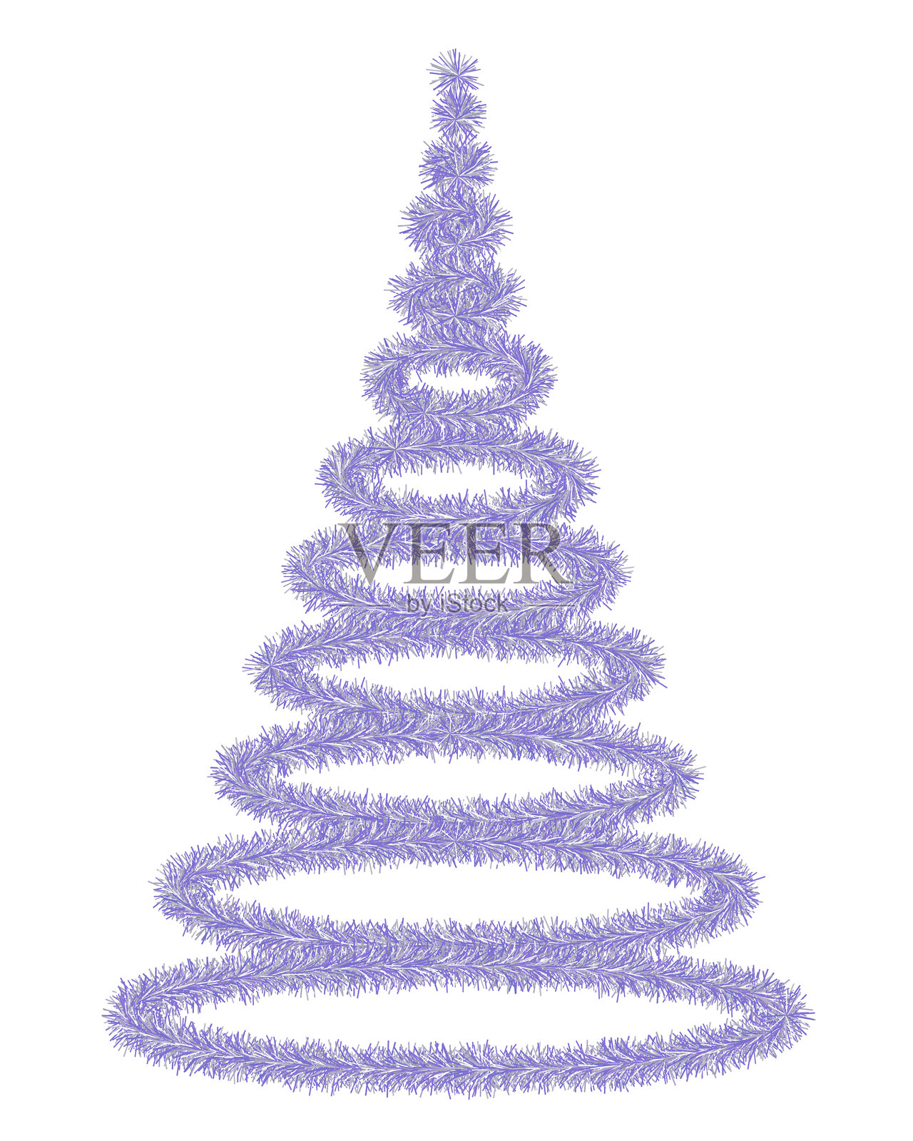 紫色圣诞树。由蓬松的亮片制成的树。插图。新年的节日冷杉。插画图片素材