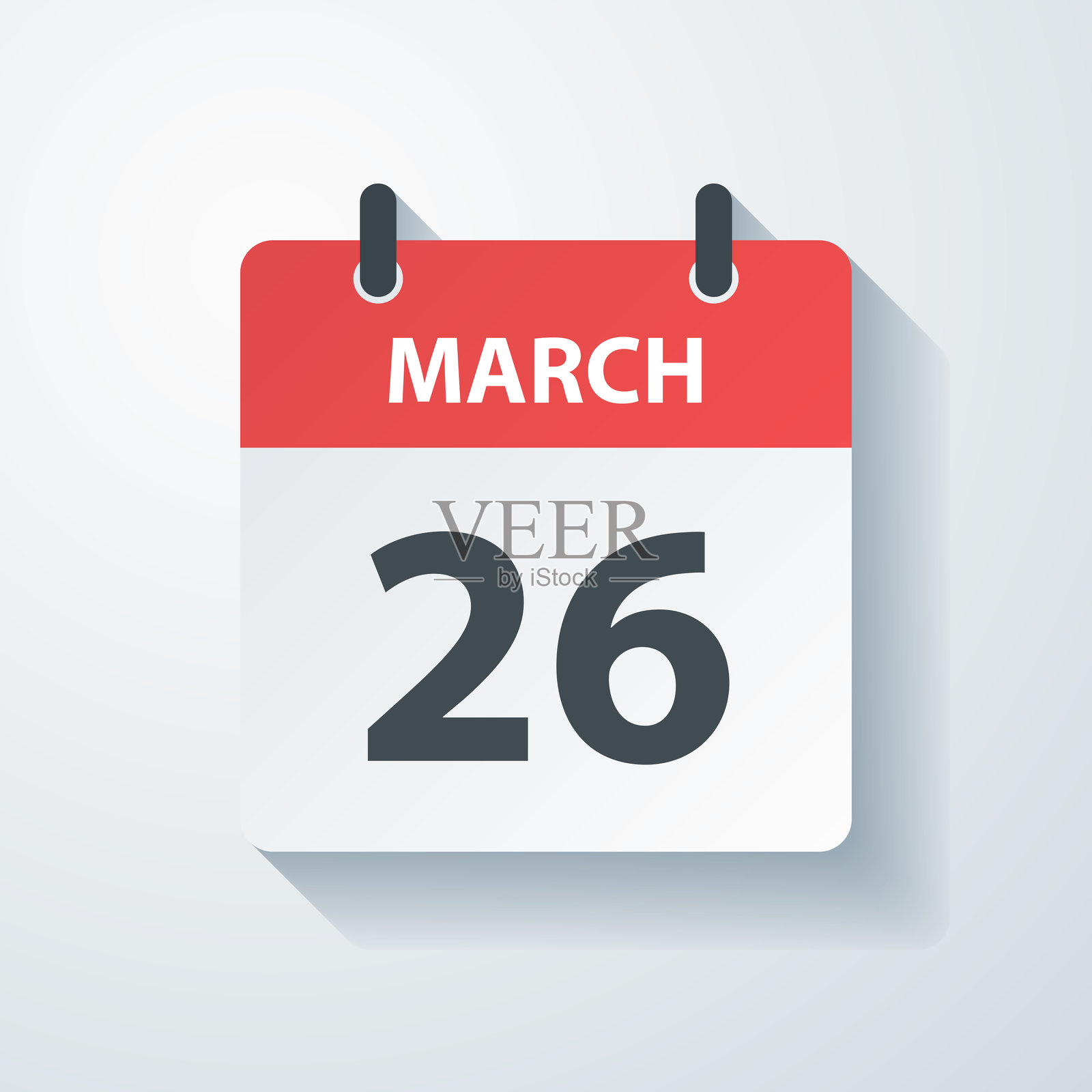 3月26日 - 带有纸雕效果的每日日历图标，背景为空白插画图片素材