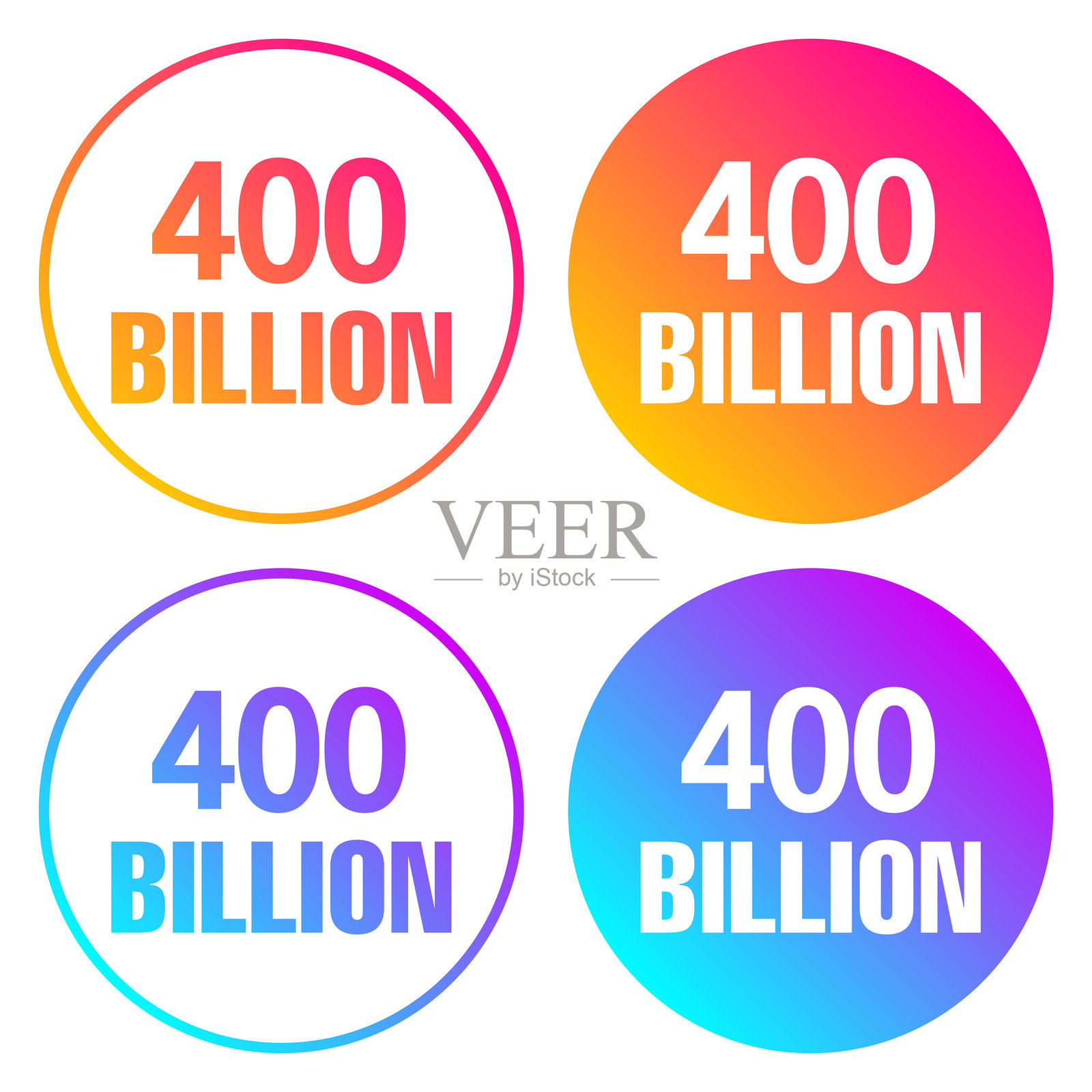 4000亿。带有颜色渐变的圆形图标插画图片素材