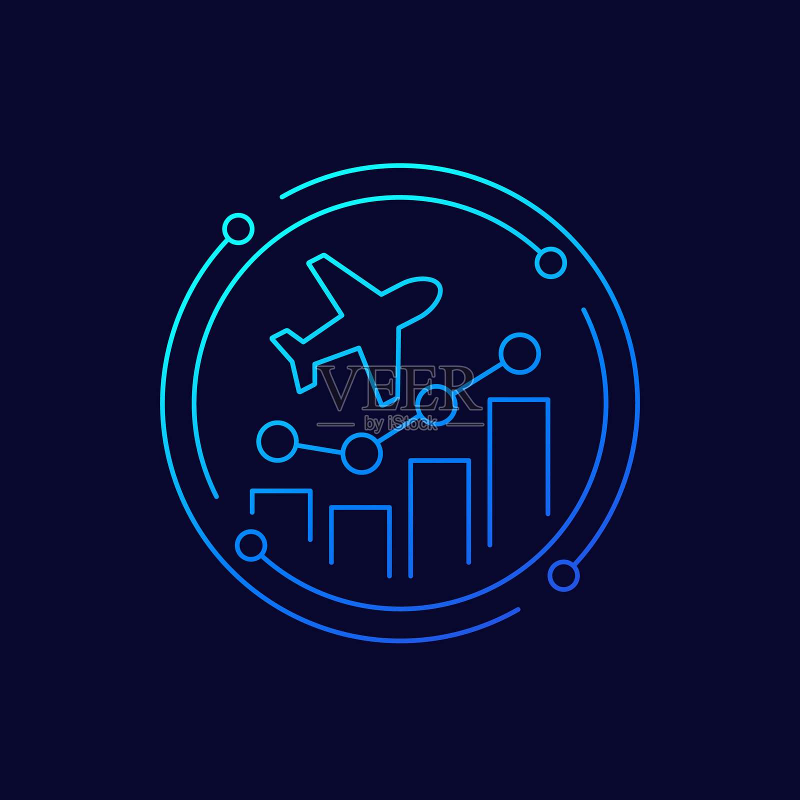 上升的机票价格，航班费用图标，线性设计插画图片素材