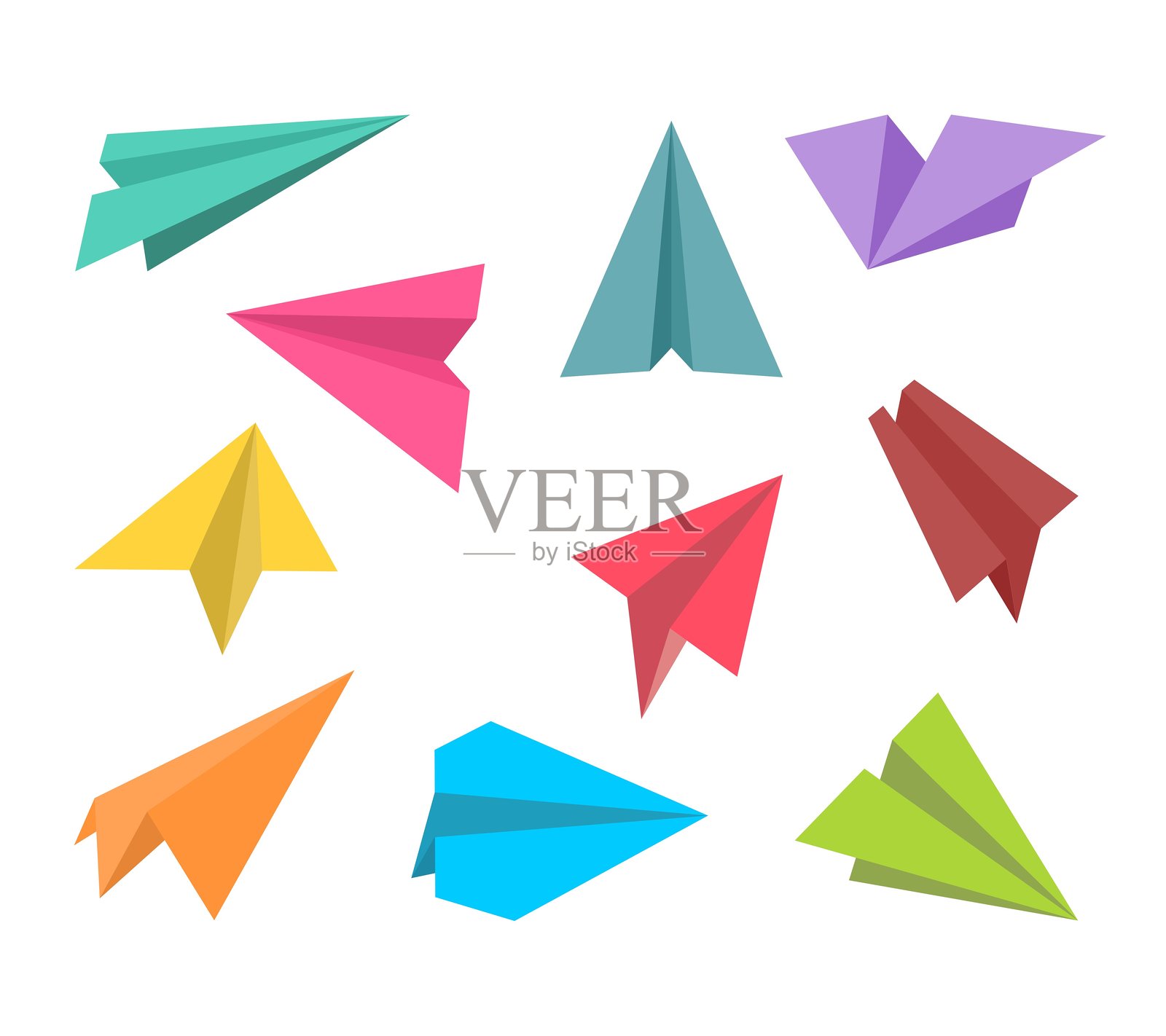 五彩纸飞机手工艺插画图片素材