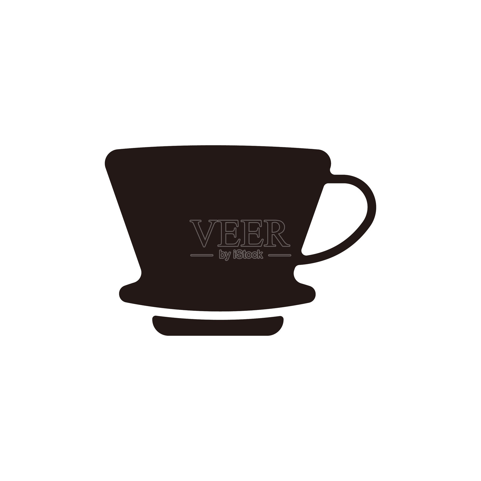 手冲咖啡器图标。扁平轮廓版本。插画图片素材