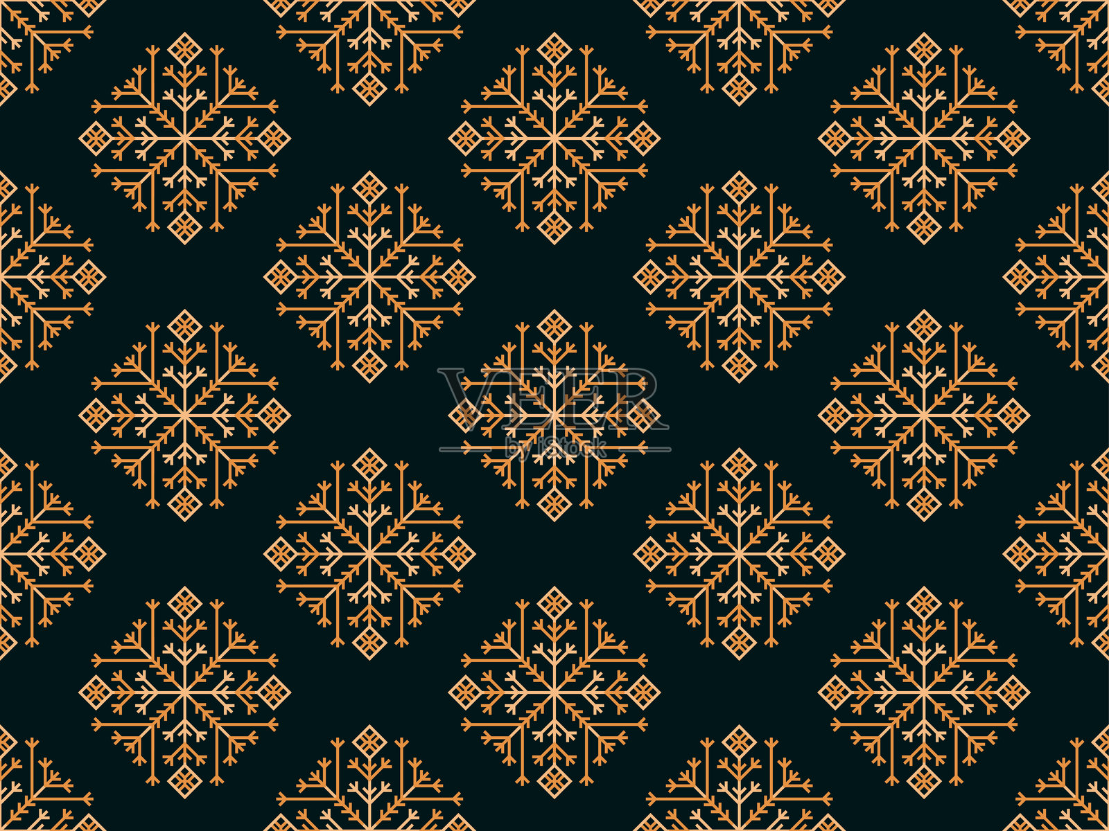 雪花无缝图案。冬季背景，具有不同形状的几何雪花。适用于包装、横幅和海报的圣诞节和新年设计。矢量插图插画图片素材