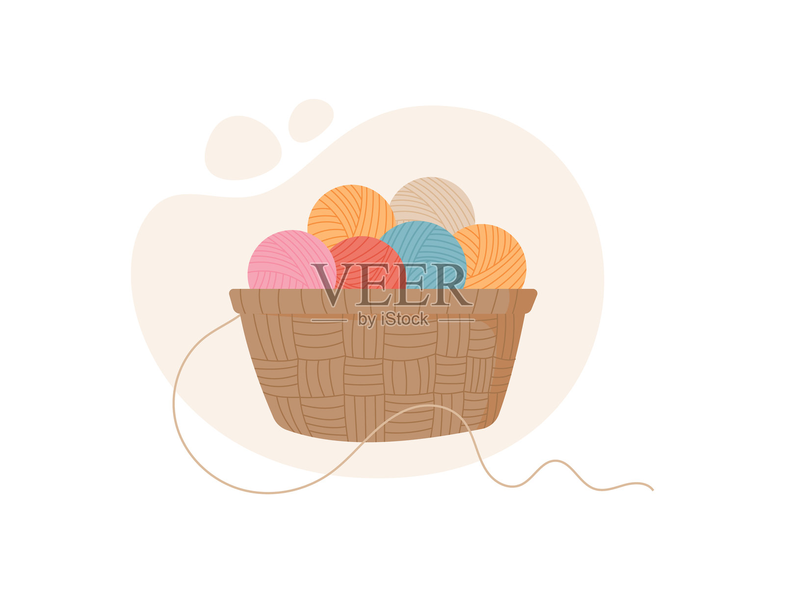 毛线球篮插画图片素材