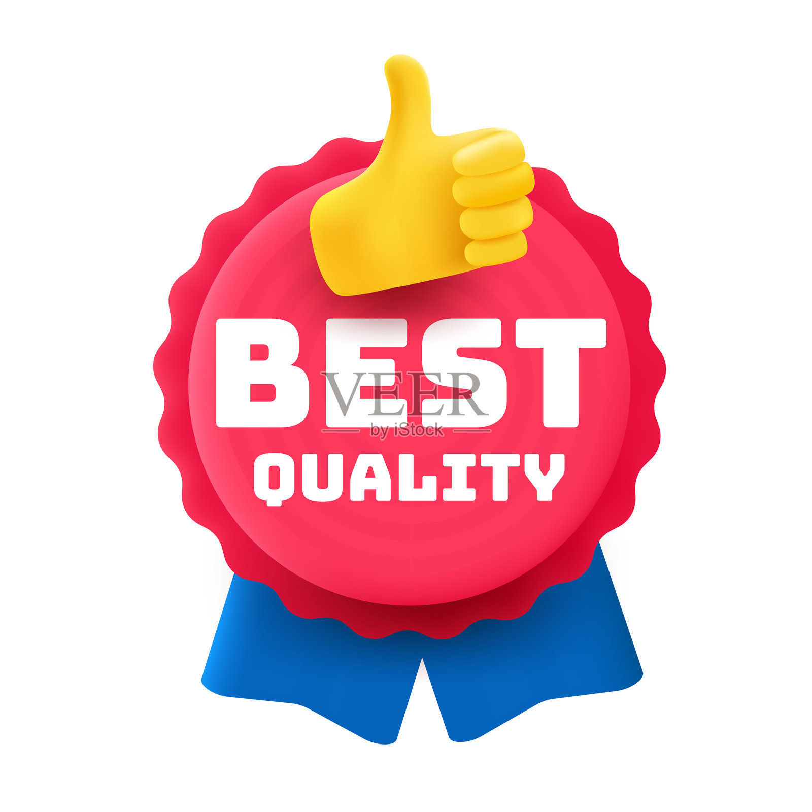 最佳质量徽章。3D矢量标签，独立于白色背景。插画图片素材