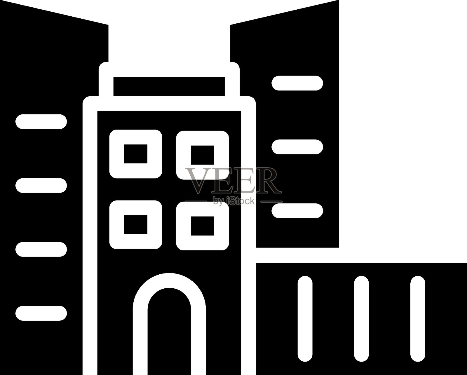 未来城市图标风格的矢量设计插画图片素材