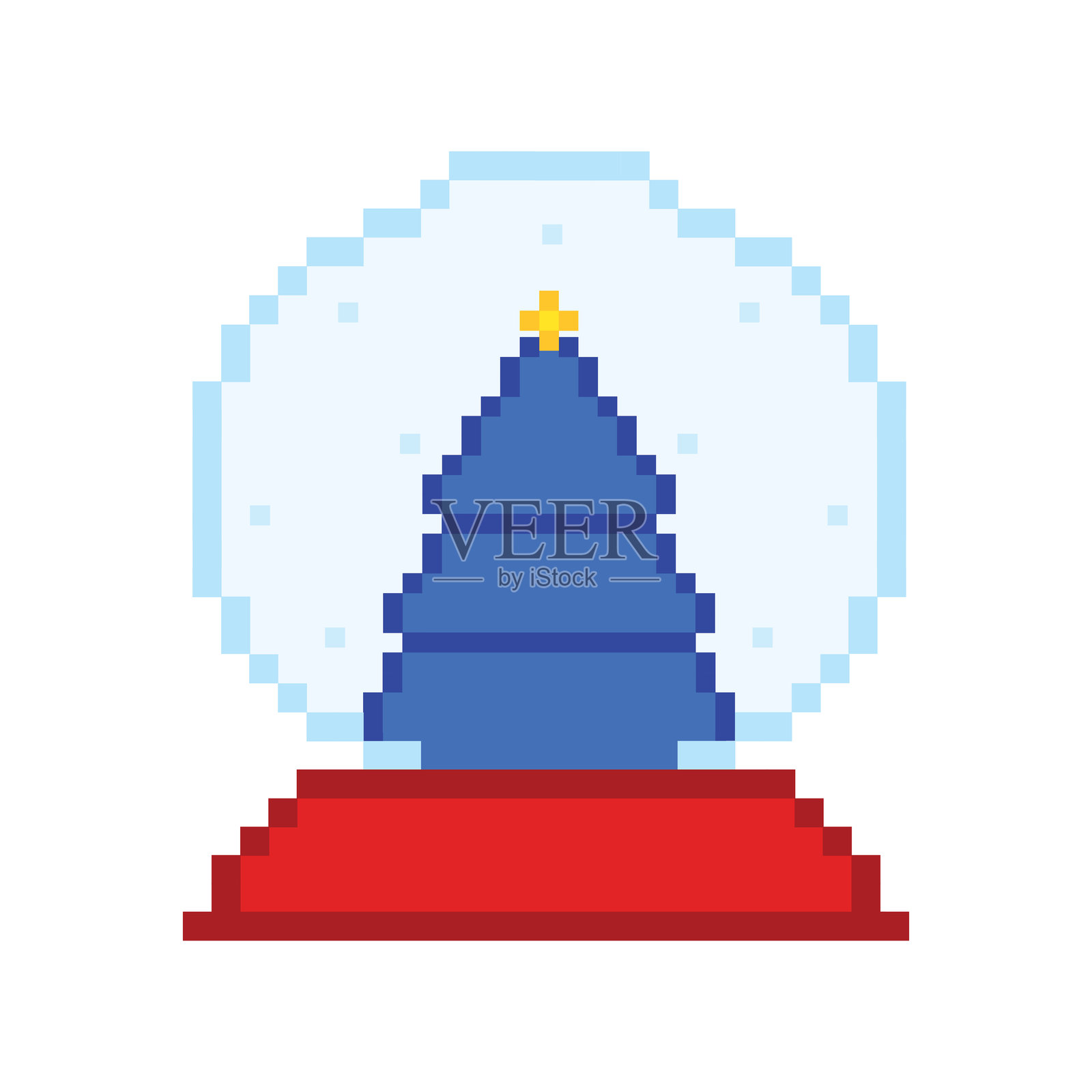 像素艺术圣诞雪球与树的矢量图插画图片素材
