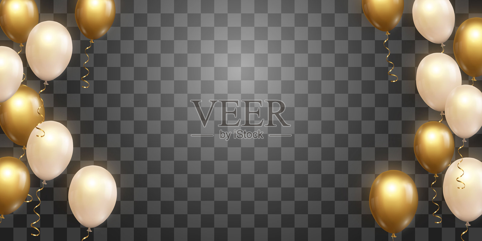 透明背景上的金色奢华气球矢量图插画图片素材