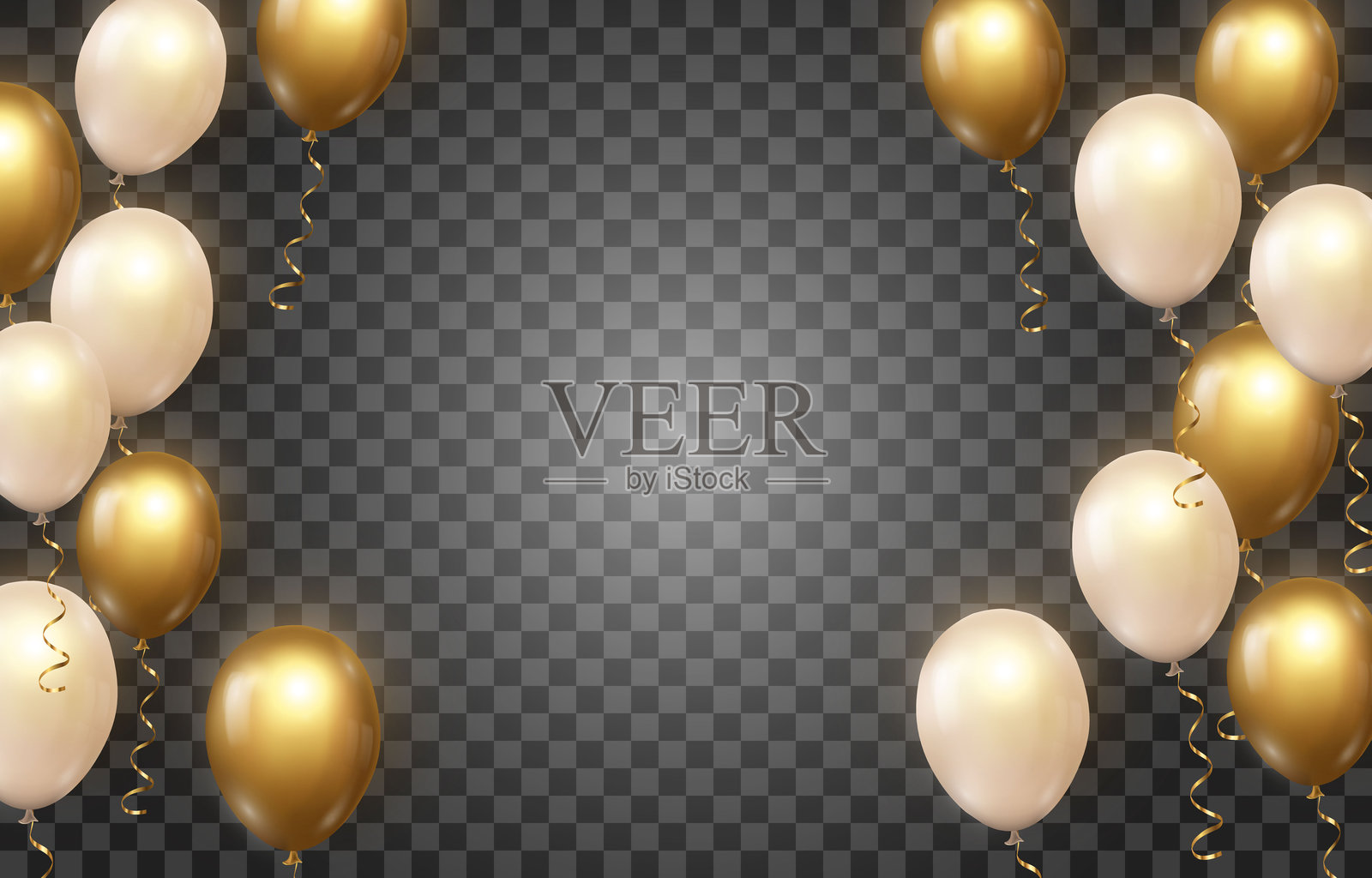 透明背景上的金色奢华气球矢量图插画图片素材