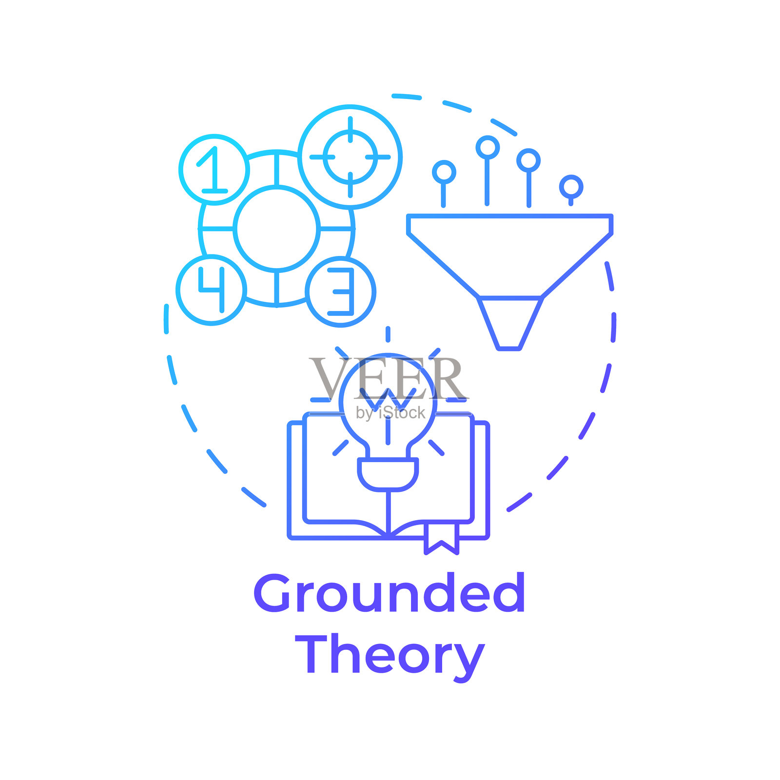 扎根理论蓝色渐变概念图标插画图片素材