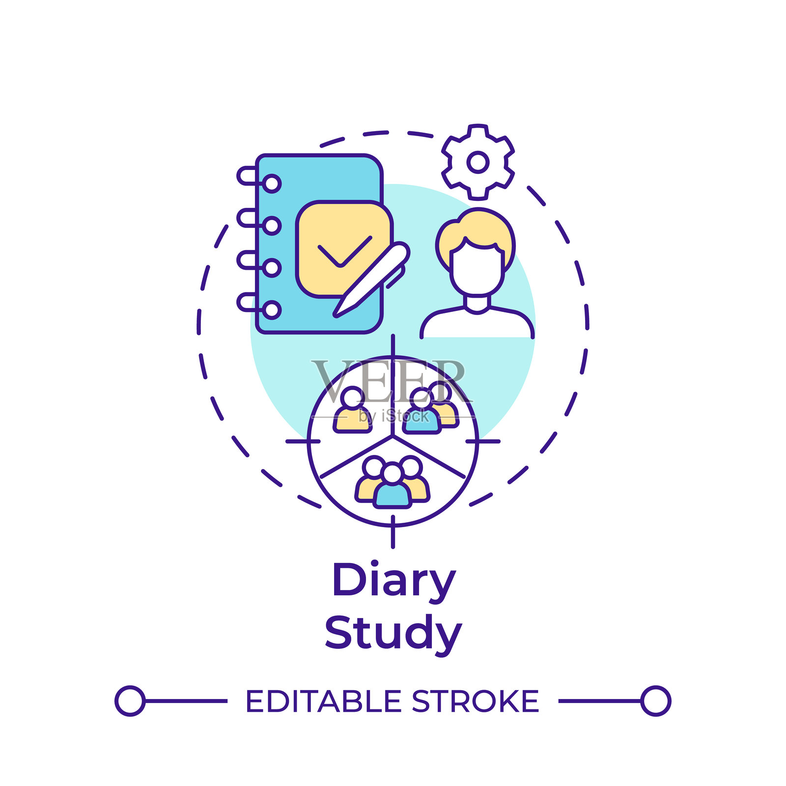 日记研究多色概念图标插画图片素材