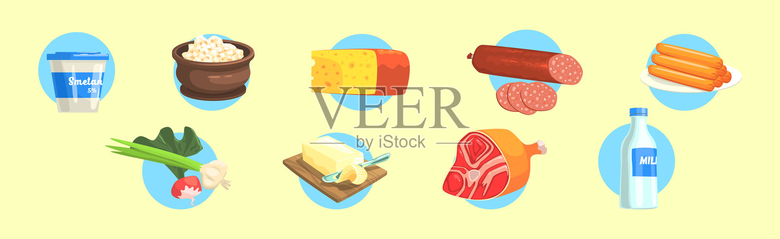 食品物品和杂货店物品矢量图集插画图片素材