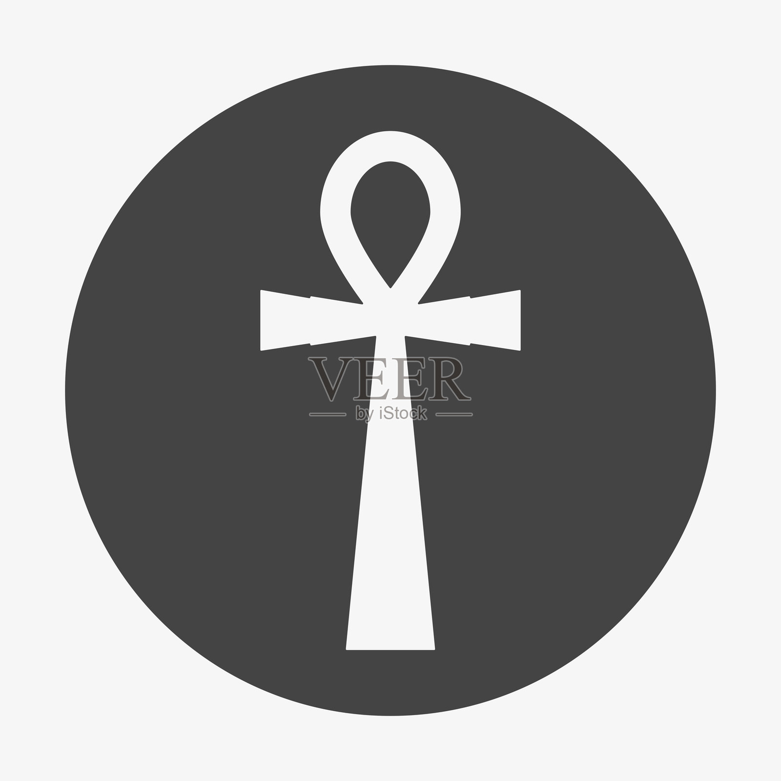 黑色圆圈中的科普特十字安赫。矢量插图插画图片素材