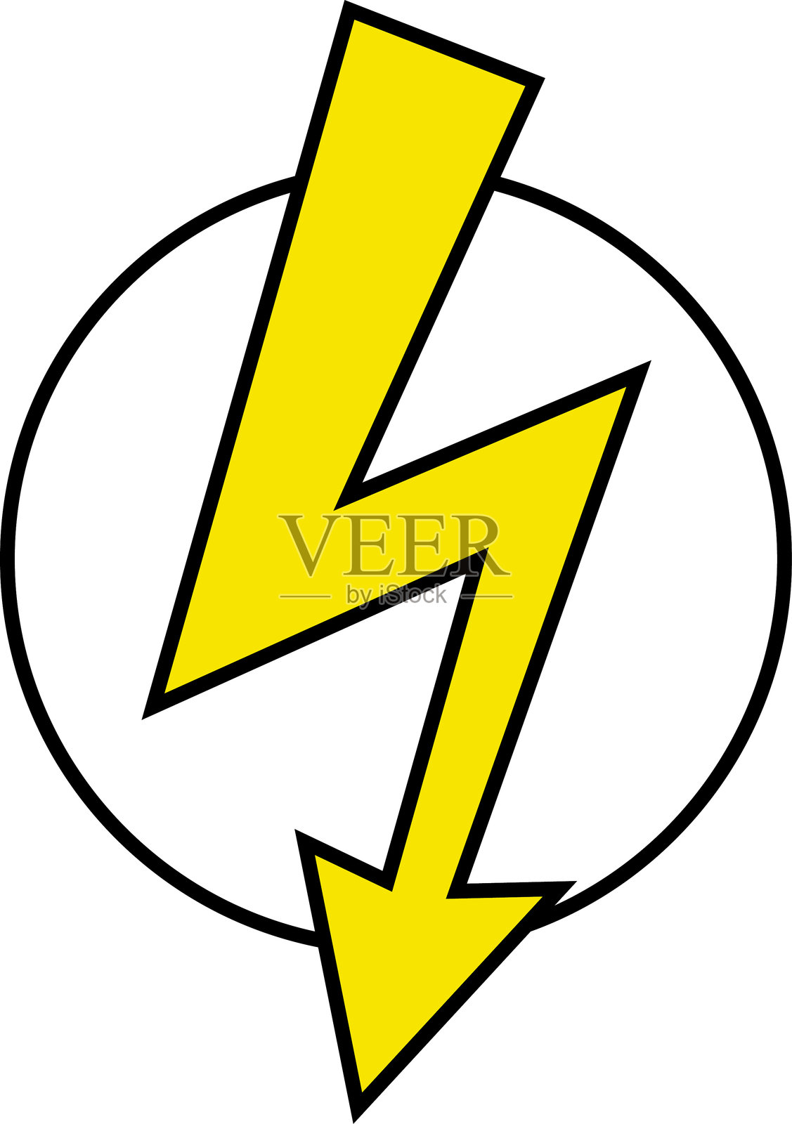 闪电图标。电力符号。能量标志。高压警告标志，符号。小心电击。矢量插图。插画图片素材