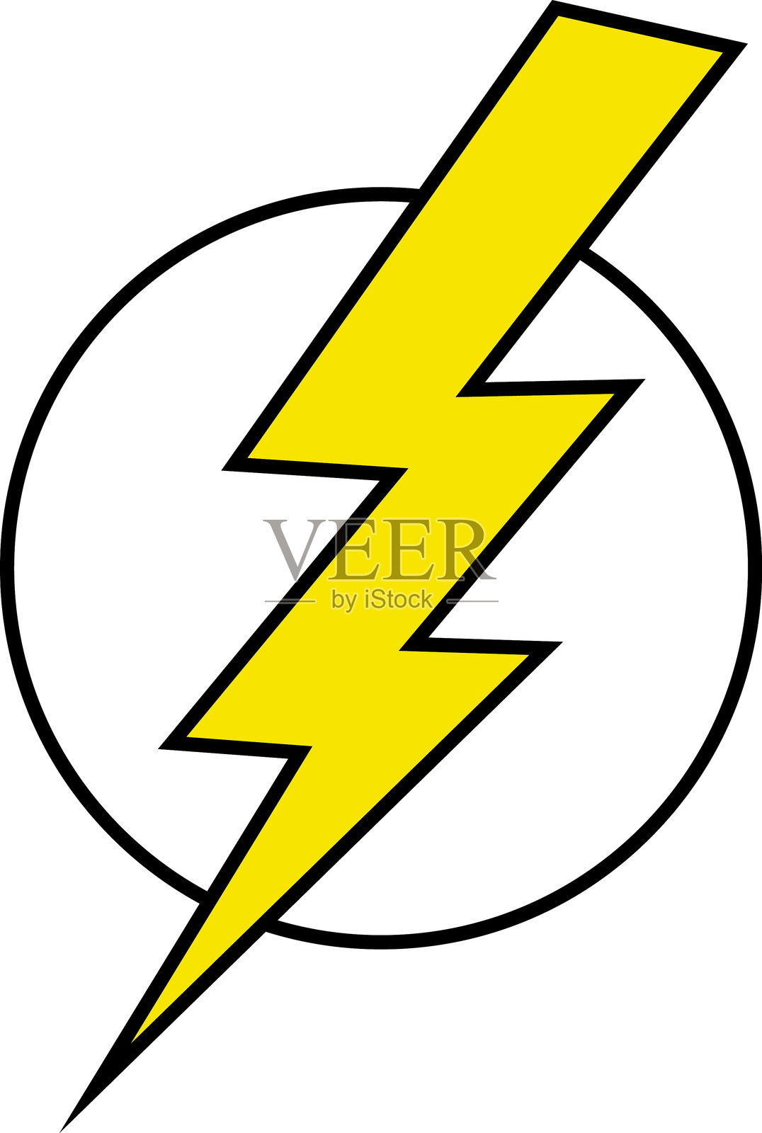 闪电图标。电力符号。能量标志。高压警告标志，符号。小心电击。矢量插图。插画图片素材